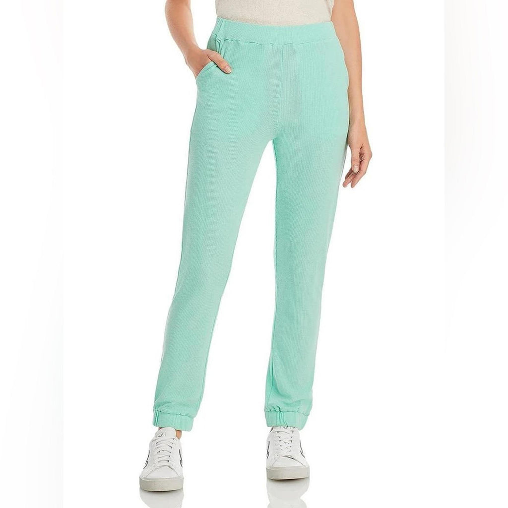 Chaser Women’s Waffle Knit Sweatpants Jogger Pants in Mint Green, Size L NWT