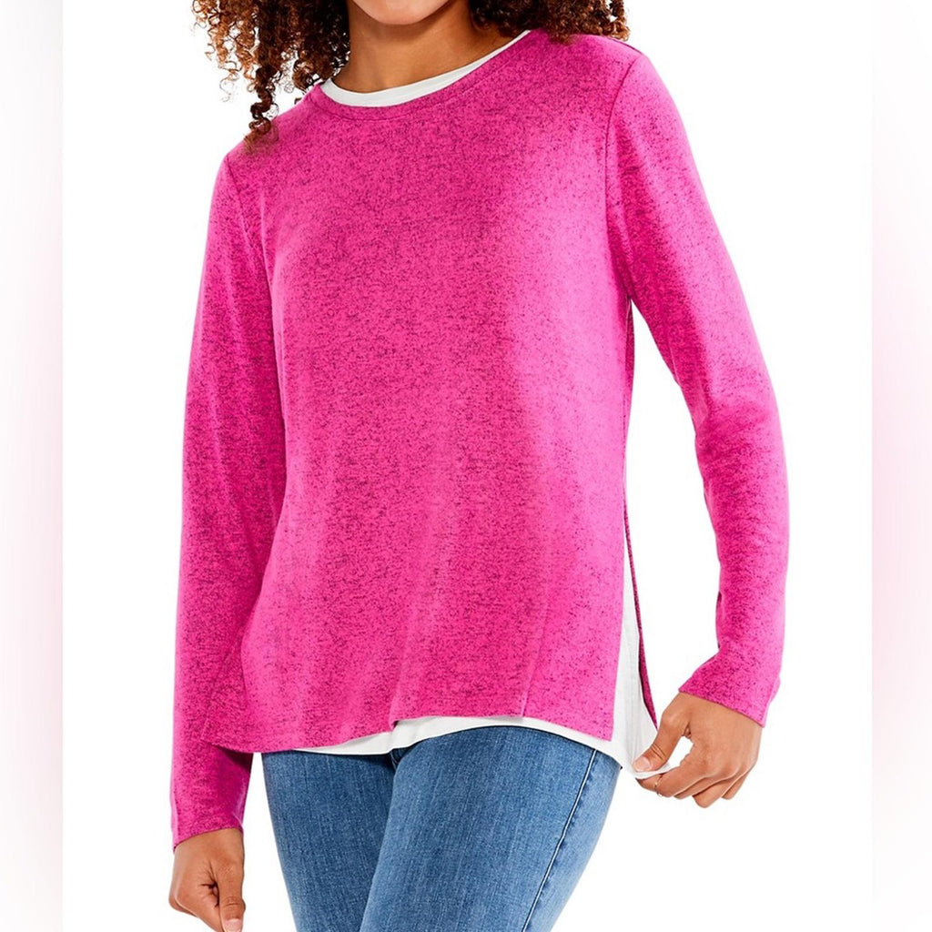 NZT NIC+ZOE Sweet Dreams Long Sleeve Double Layered Top, Size XL New w/Tag