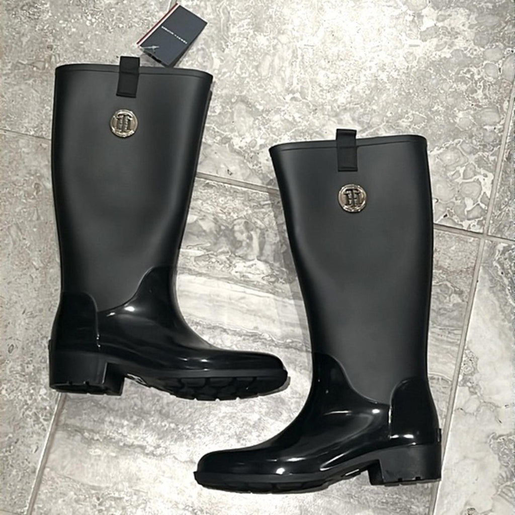 Tommy Hilfiger Karissa Rain Boots, Black Size 10 New w/Tag