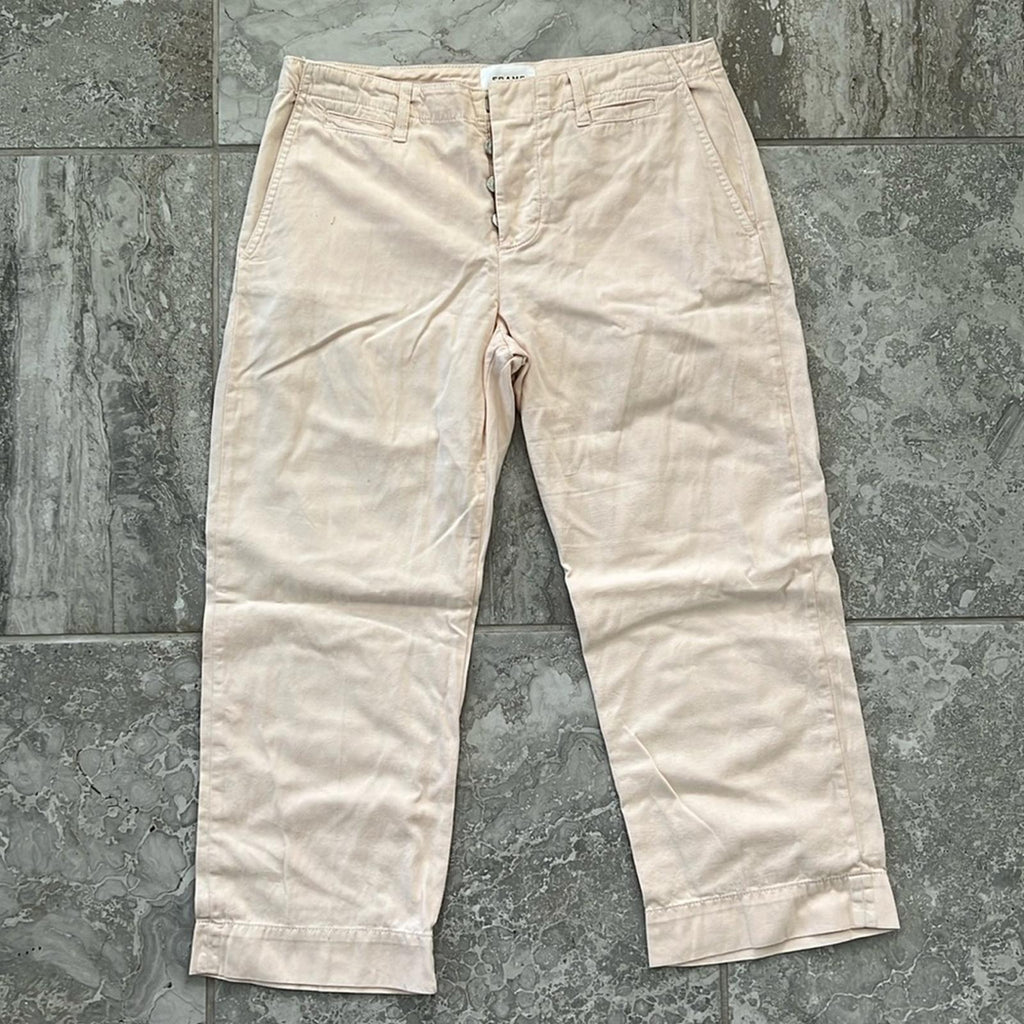 FRAME Denim CREAM High Waist Capris Pants, Light Peach Size 28 EXCELLENT!