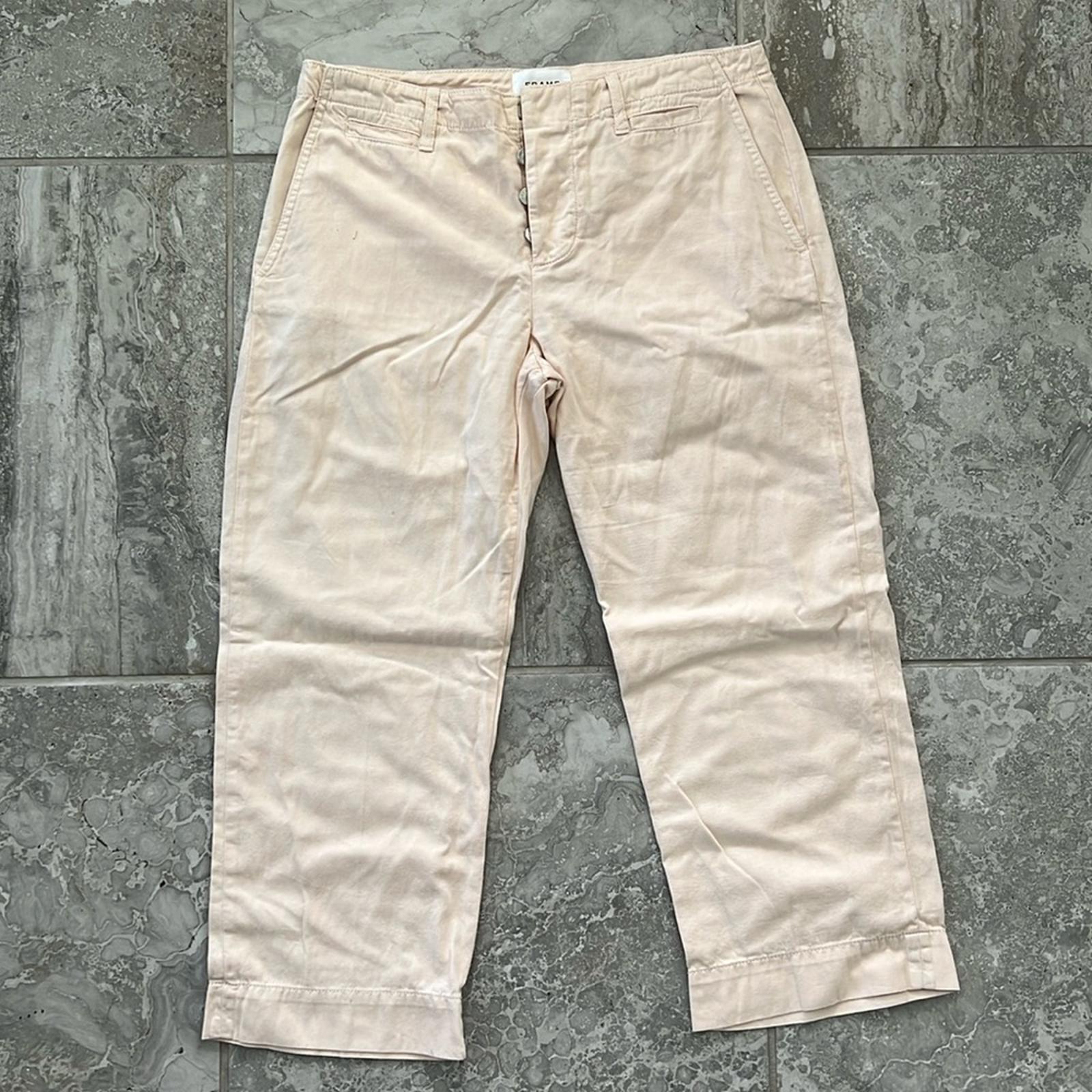 FRAME Denim CREAM High Waist Capris Pants, Light Peach Size 28 EXCELLENT!