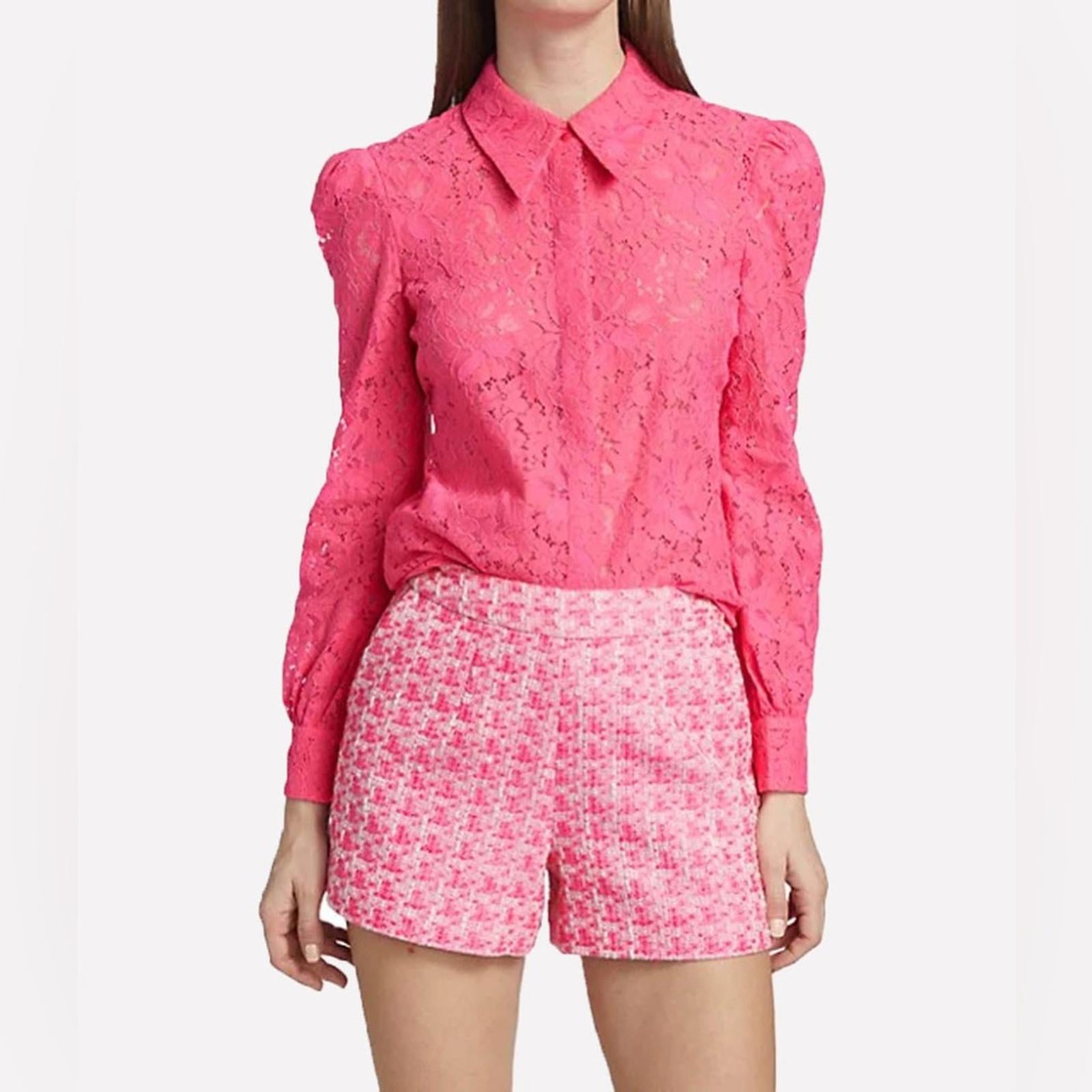New L’Agence Jenica Lace Blouse, Pink Size XS New w/Tag