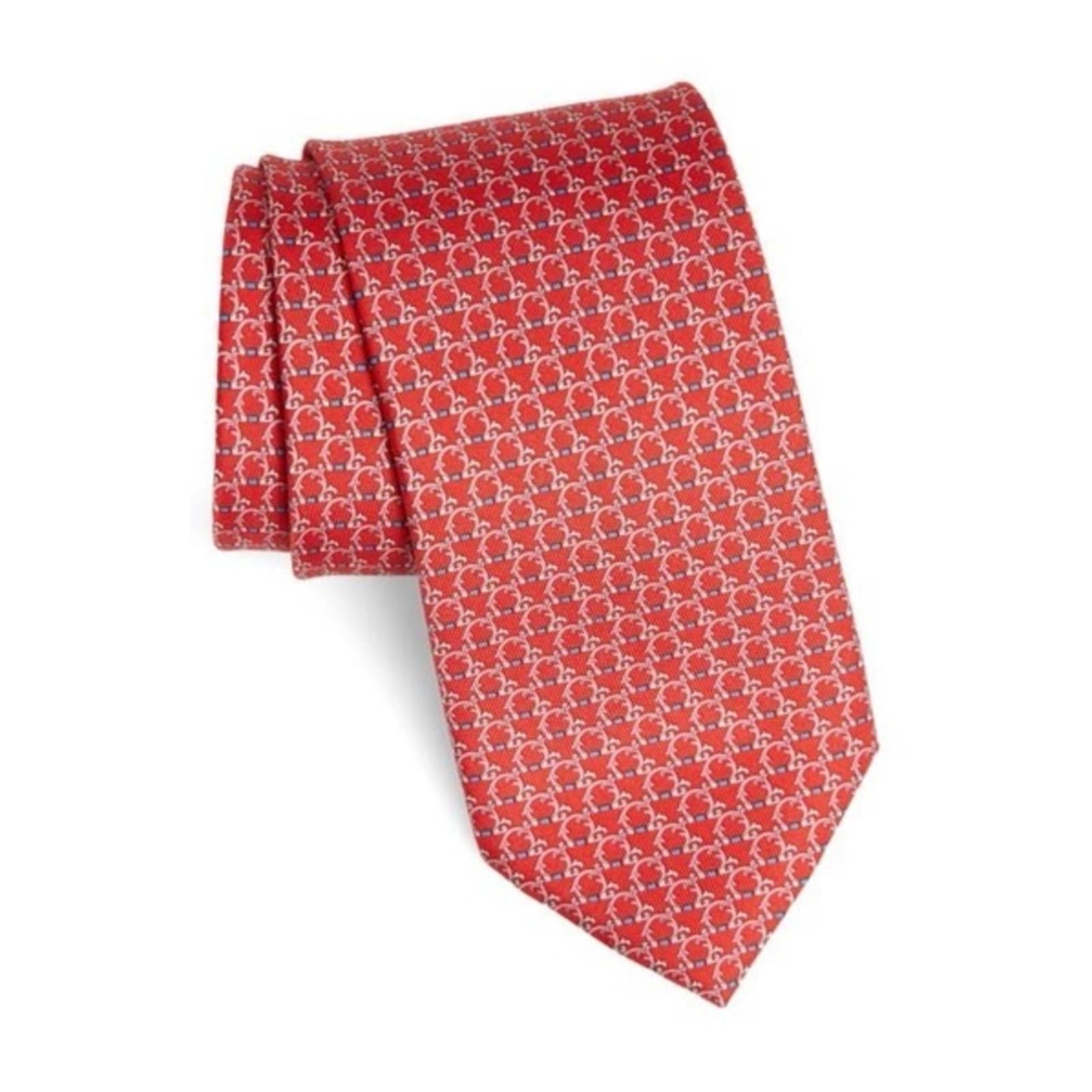 FERRAGAMO Gancini Silk Classic Tie in Rosso/ Red, New w/Tag