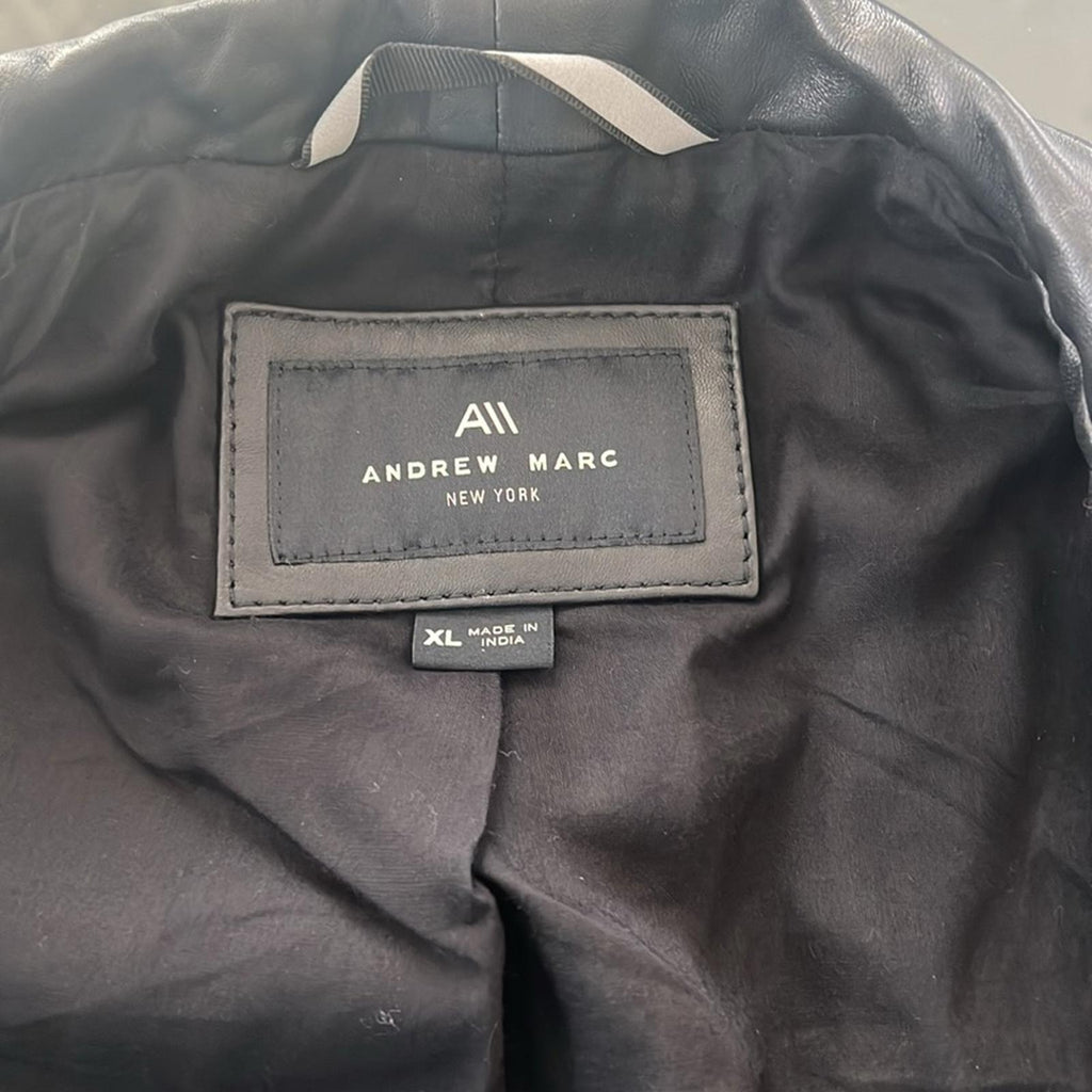 Andrew Marc Minowa Genuine LEATHER Jacket in Black, Size XL New w/Tag