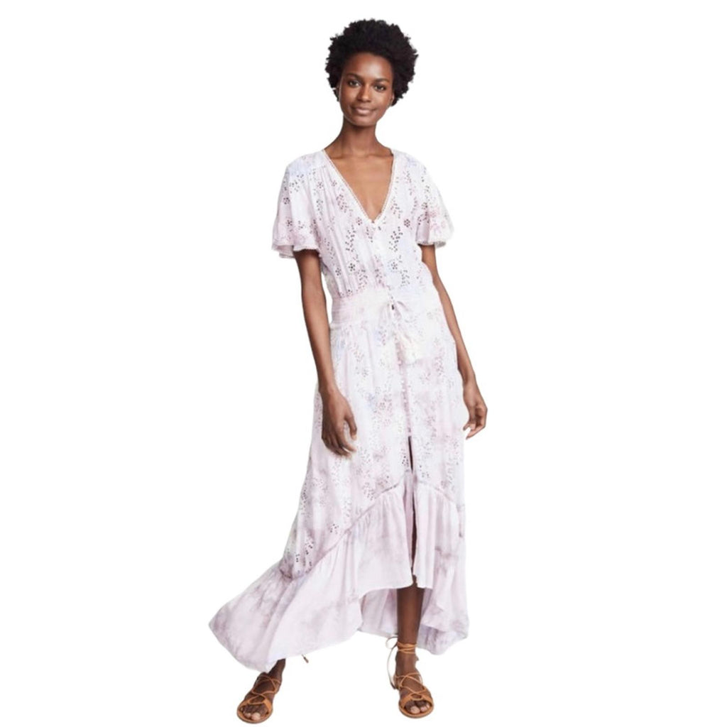 YFB “The Everything” Maxi Dress in White Hi-Low Hem Size L New w/Tag Retail $242