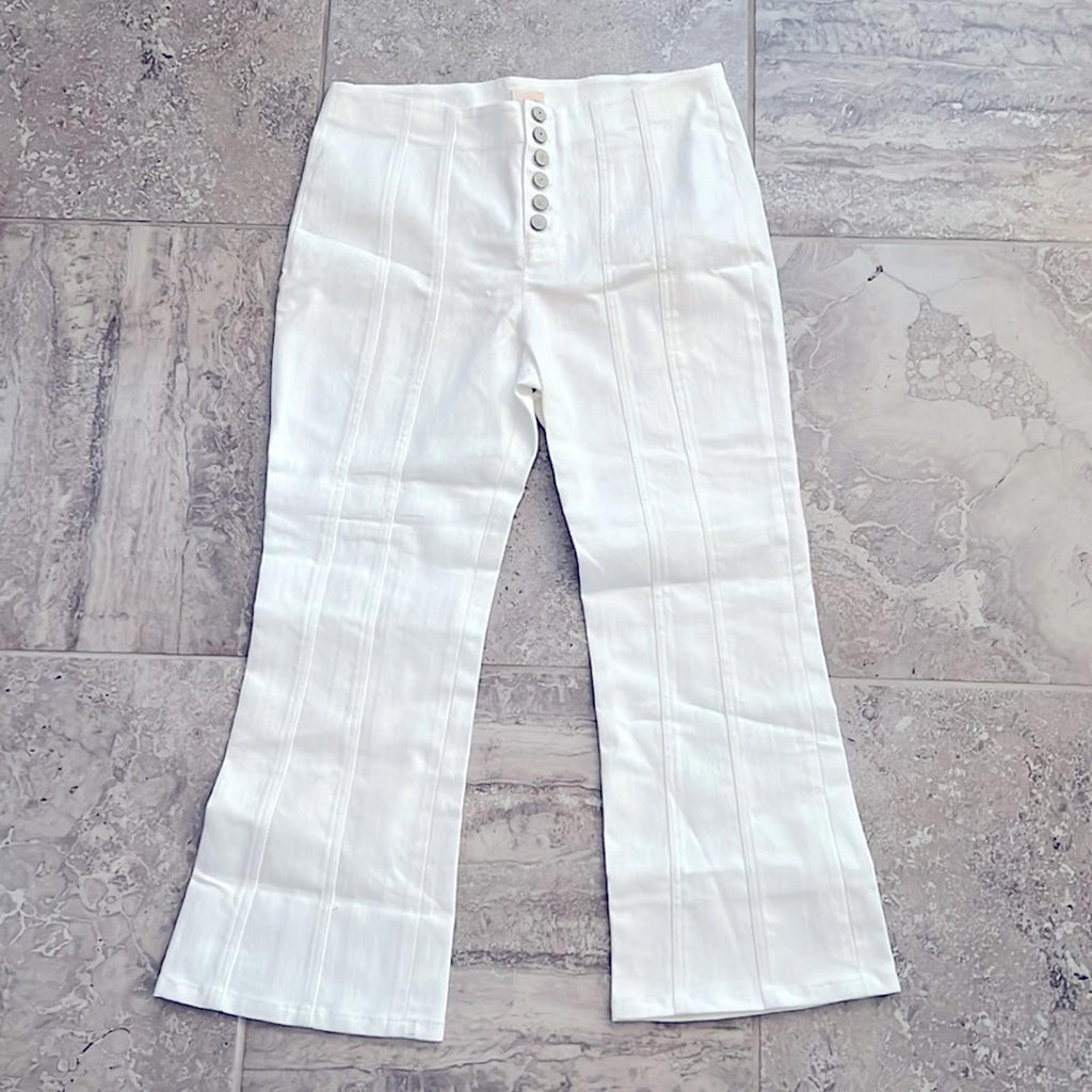 NEW Cinq à Sept Meryl Cropped Flare Leg Jeans in White, Size 12 New w/Tag