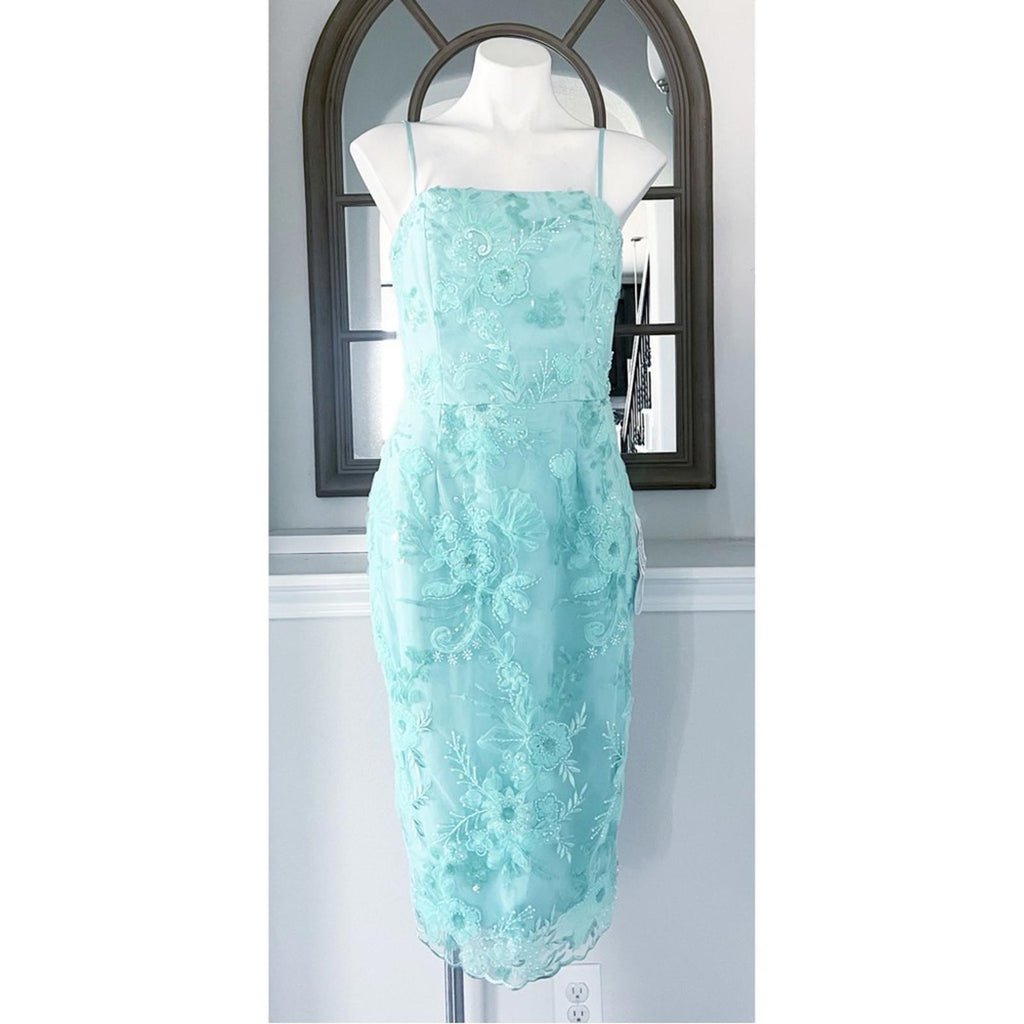 Dress the Population Josselyn Sequin Floral Body-con Dress, Mint Size M NWT $328