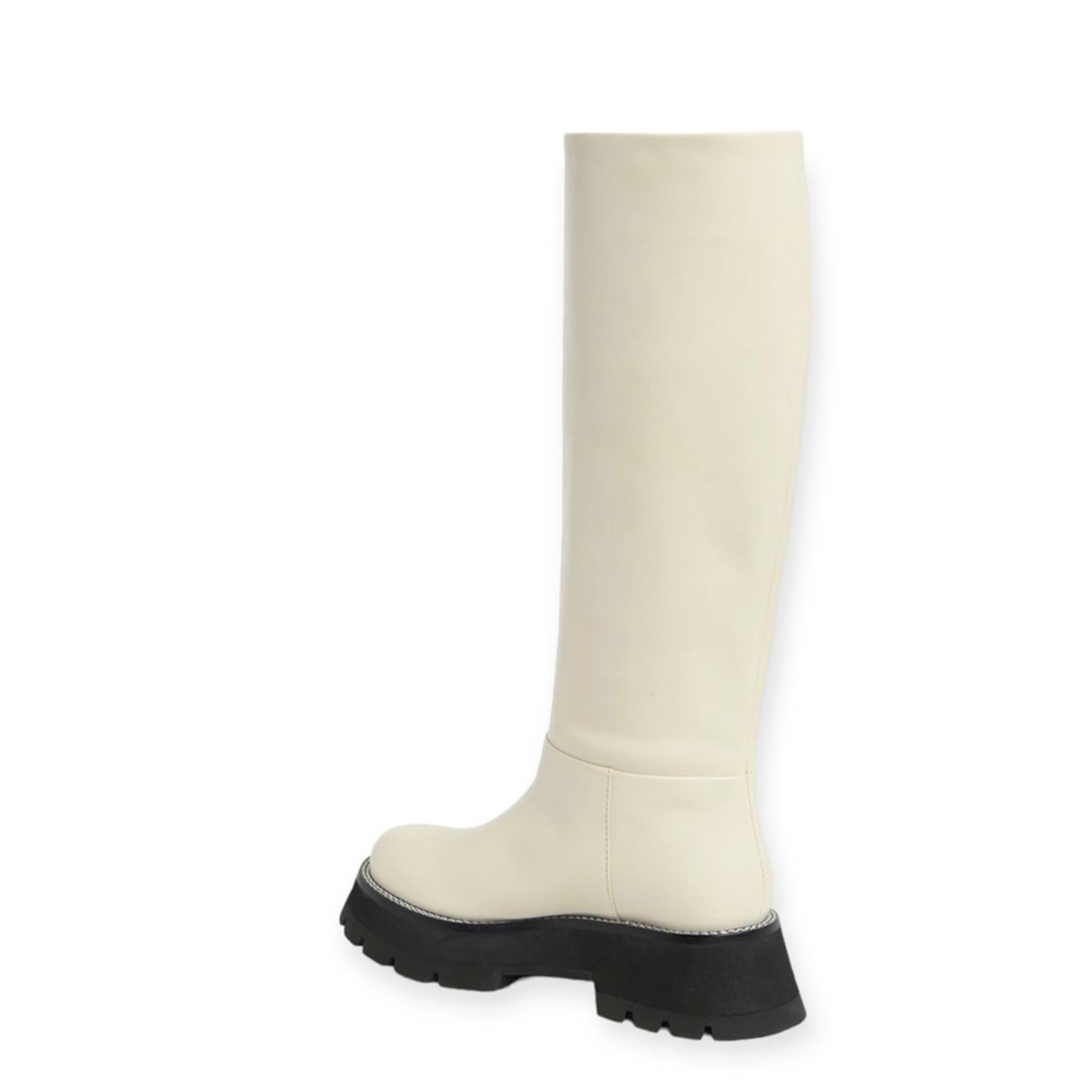 3.1 Phillip Lim Kate Lug Sole Knee High Boots, Bone/Black Size 38.5 New w/o Box