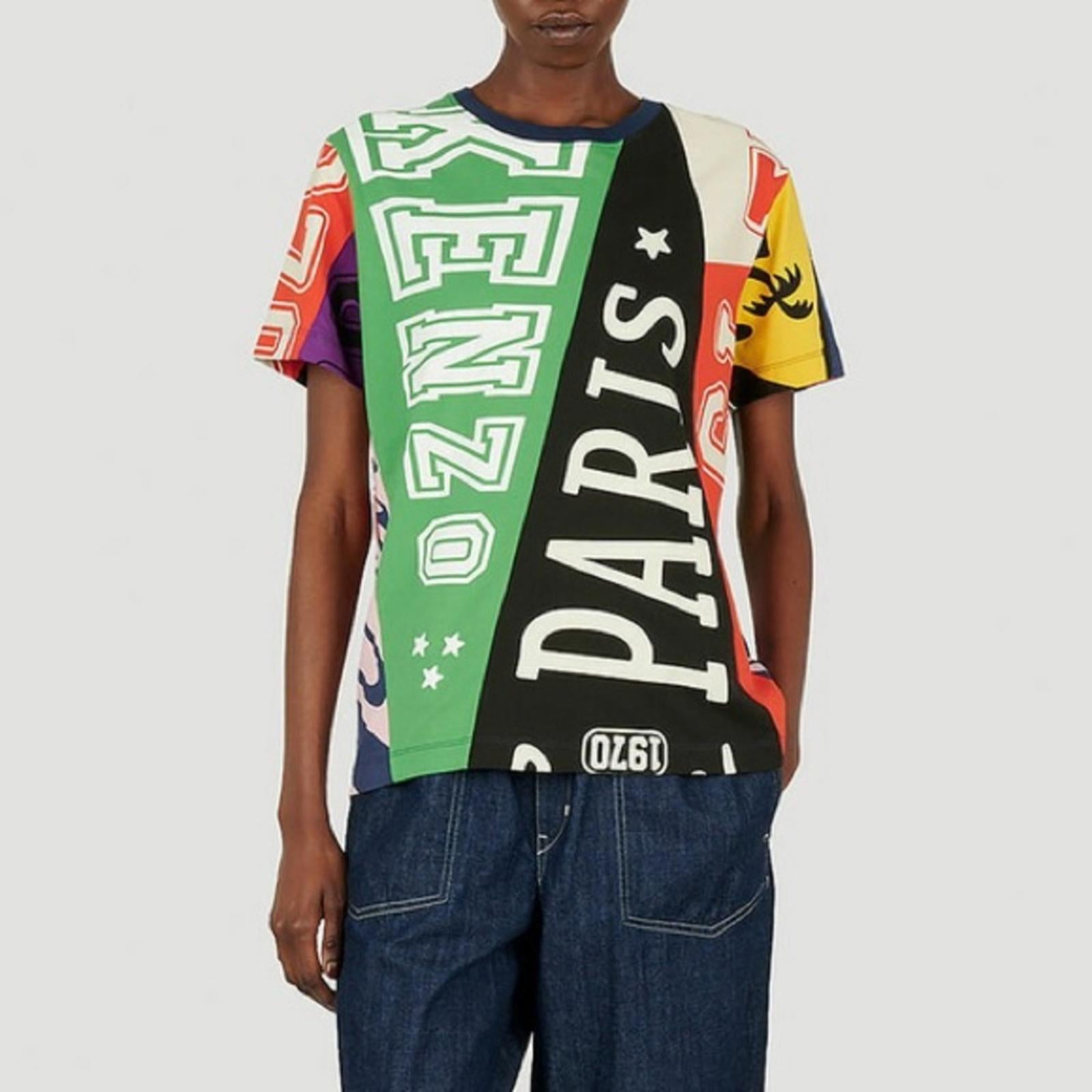 KENZO Flag Print Oversize Cotton T-Shirt, Size S New w/Tag