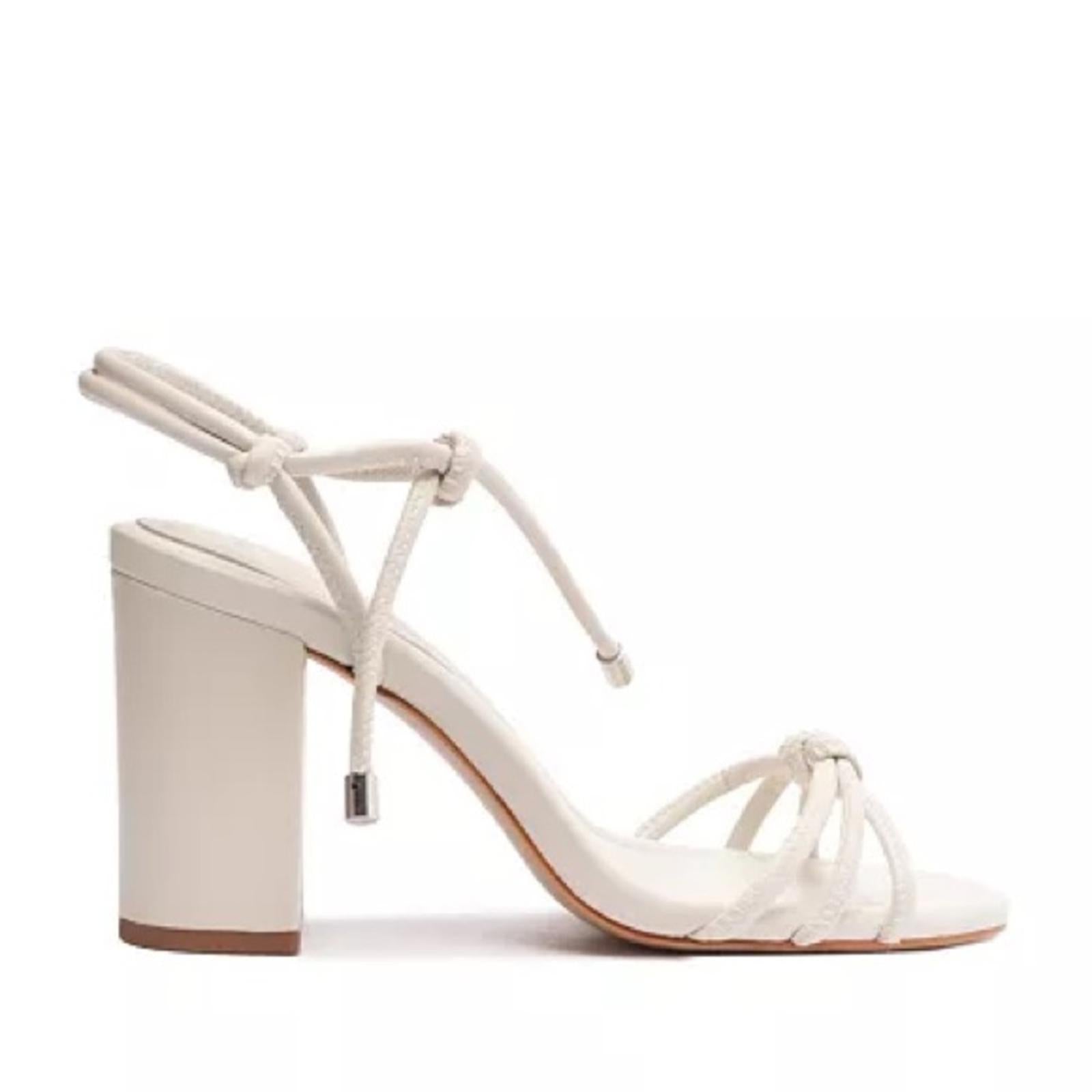 Schutz Women's Kate High Block Sandals in White, NWT, Size 6.5