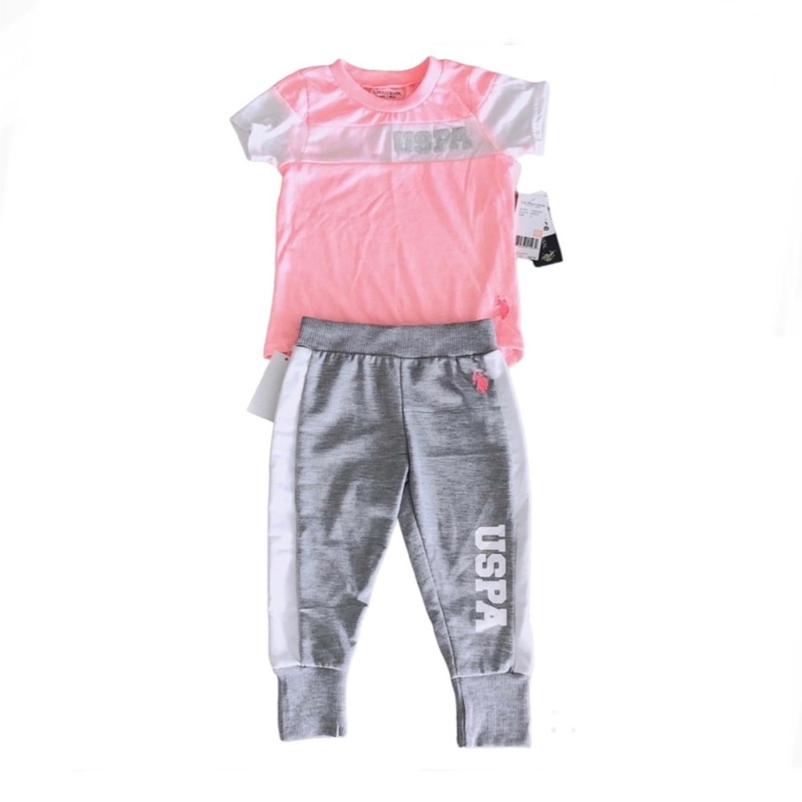 U.S. Polo Assn. 2-Piece Set Top & Pant in Grey/Pink Size 4T New w/Tag