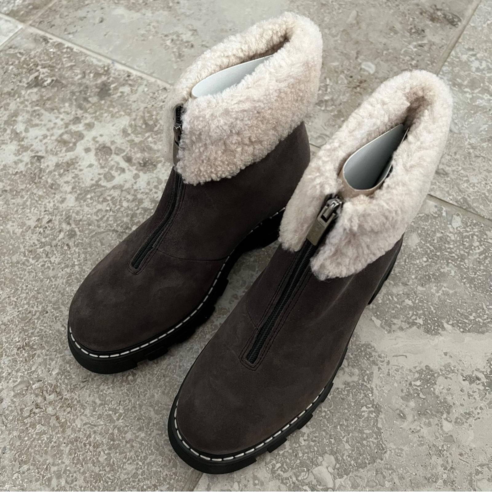 La Canadienne Abba Suede Shearling Waterproof, Brown Size 5M NEW Retail $585