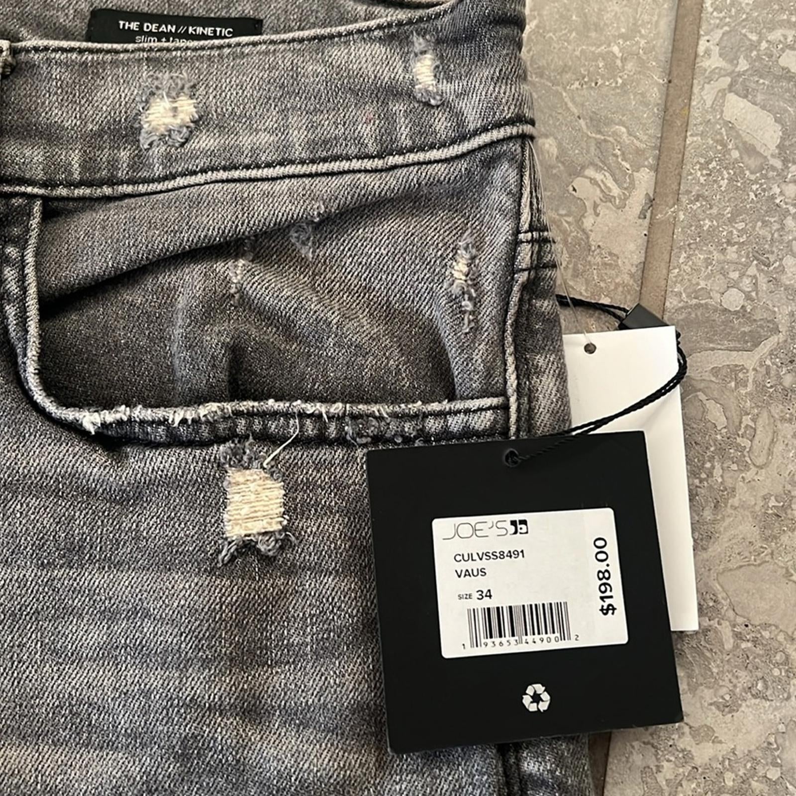 Joe's Men’s The Dean Gray Slim Fit Denim Jeans Size 34 Waist, New w/Tag $198