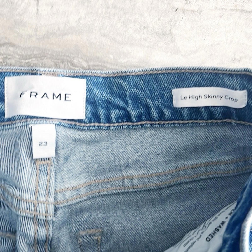 FRAME Le High Skinny Cropped Distressed High-Rise Skinny Jeans, Size 23 NWT $228