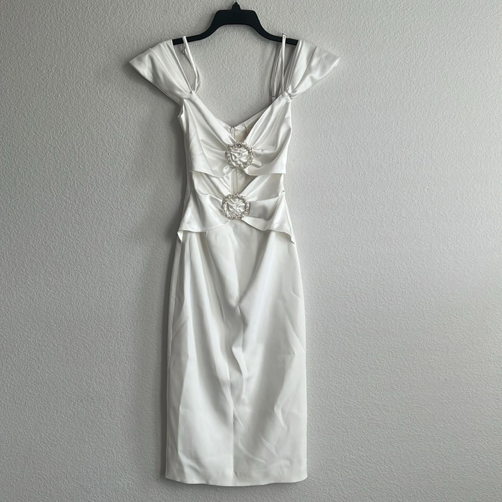 GiGii’s Luminary Reflection June Dress w/Swarovski Stone Details, White XS NWT