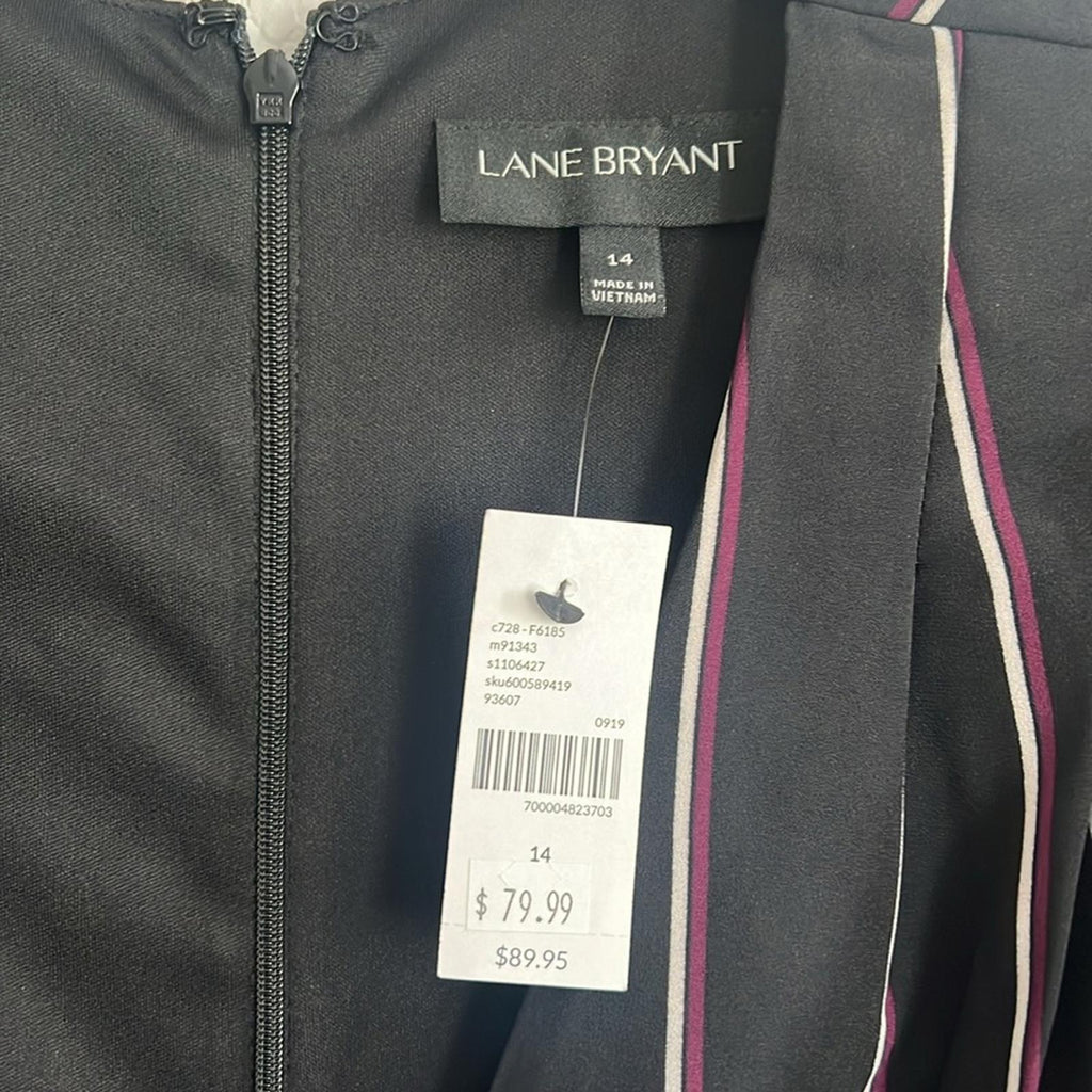 Lane Bryant Striped Faux Wrap Jumpsuit w/Belt, Size 14 New w/Tag