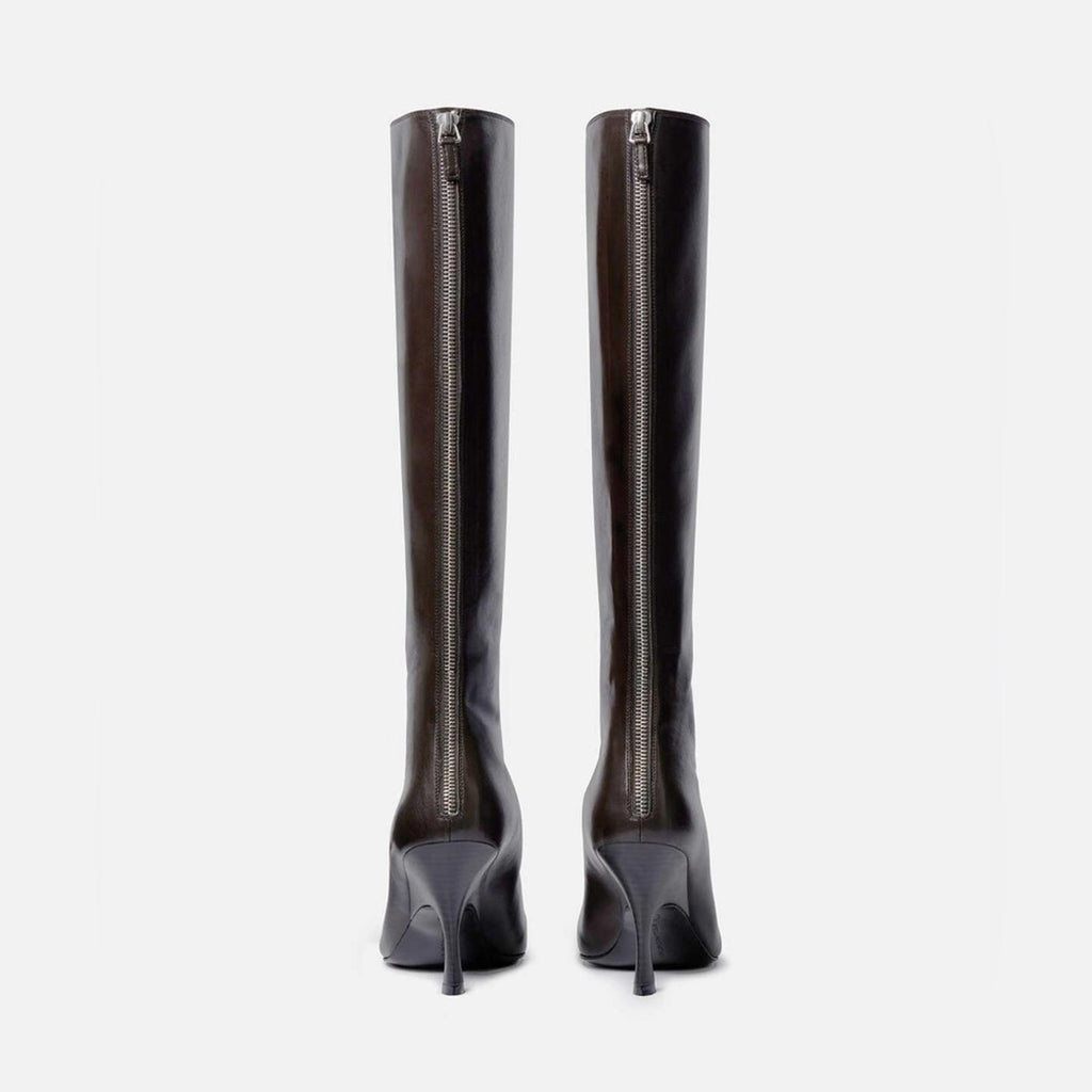Stella McCartney Elsa Knee-High Heeled Boots in Coffee Brown, NWT, Size 38 $1350