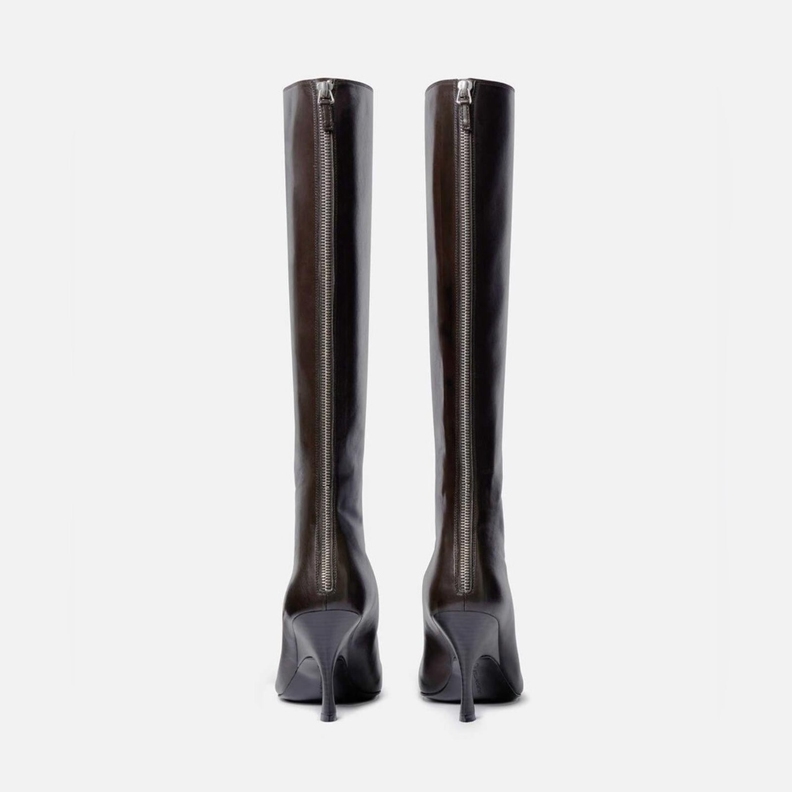 Stella McCartney Elsa Knee-High Heeled Boots in Coffee Brown, NWT, Size 38 $1350