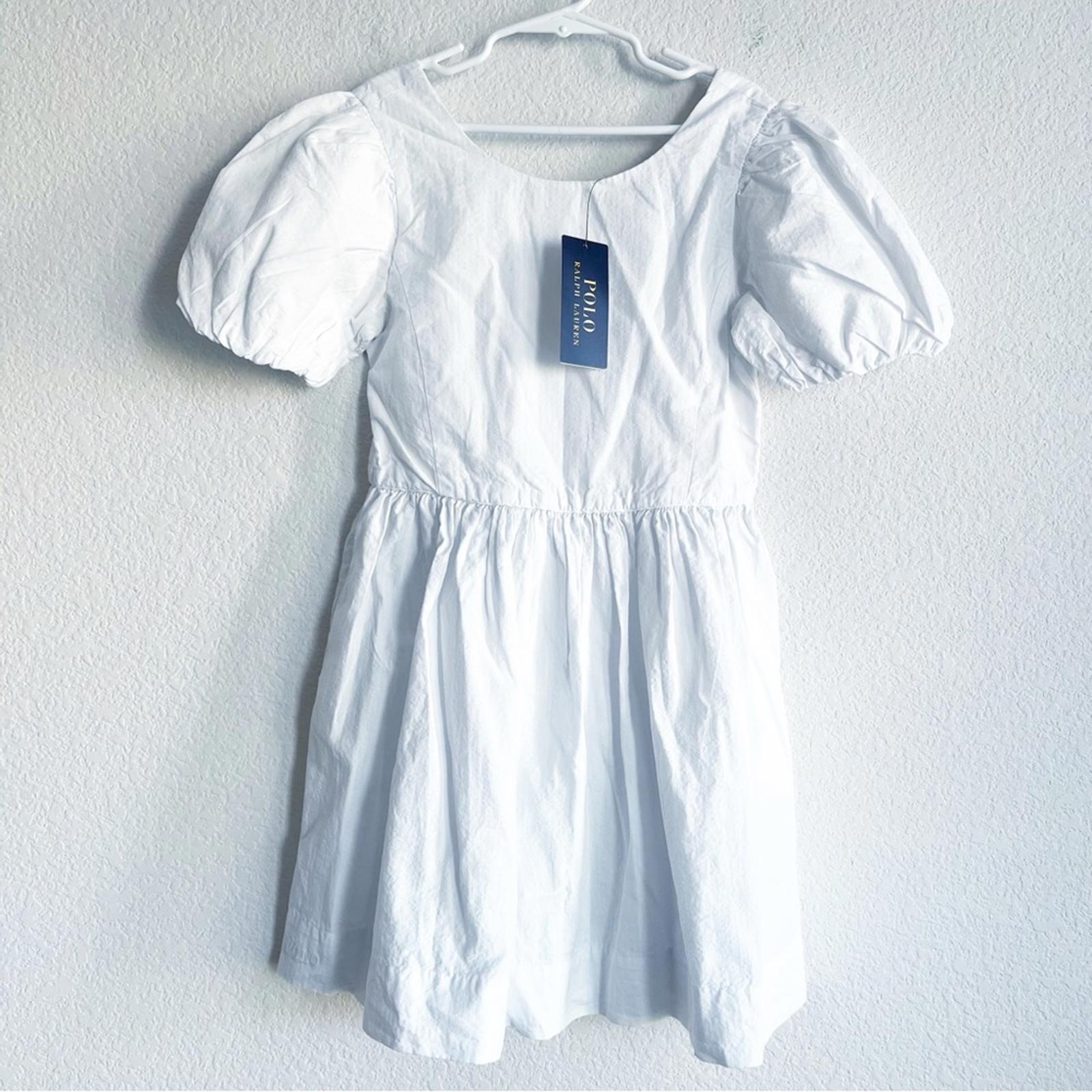 Polo Ralph Lauren Girls Seersucker Dress in White, Size 7, NWT