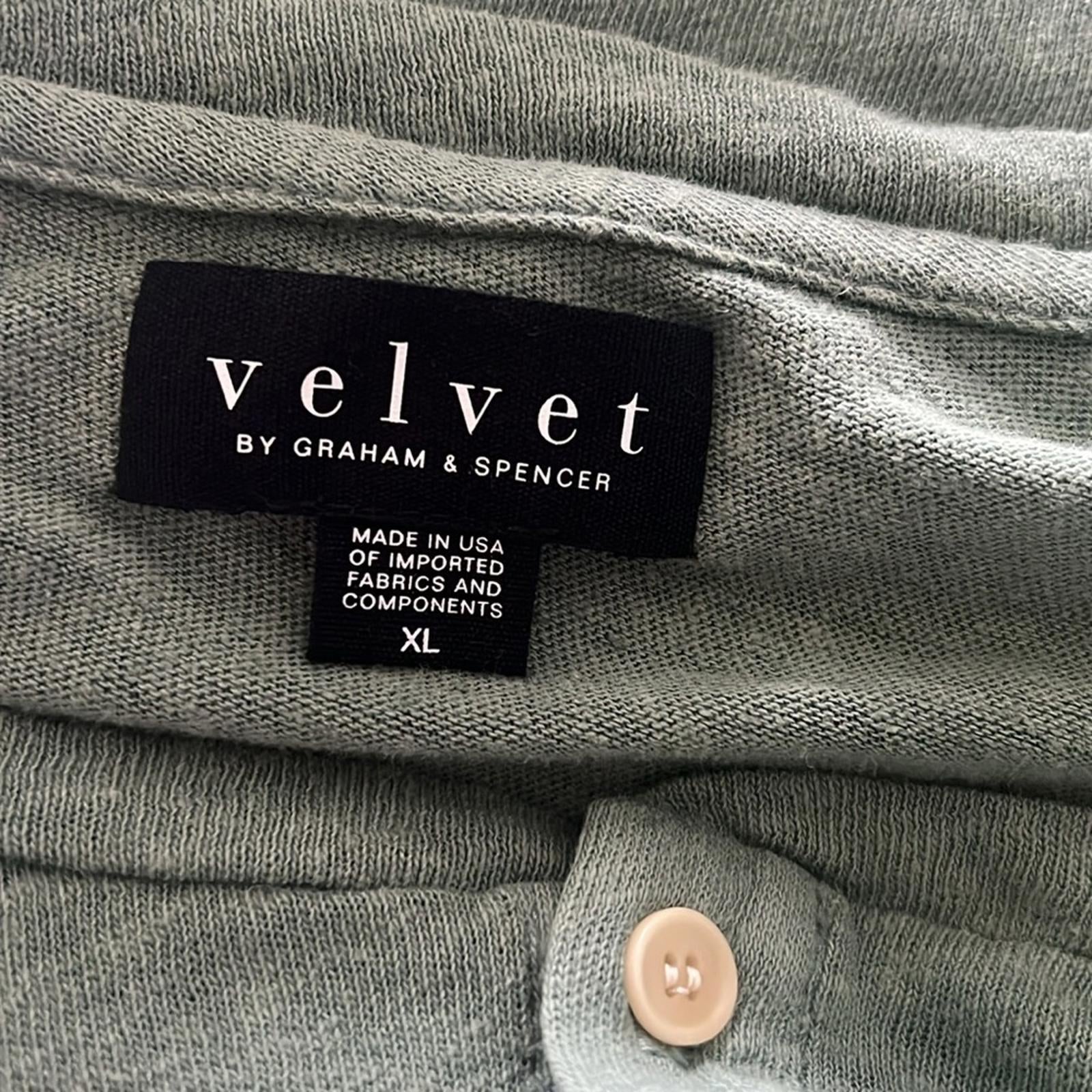 Velvet by Graham & Spencer Lionel Linen Blend Henley Shirt Green, NWT, Size XL