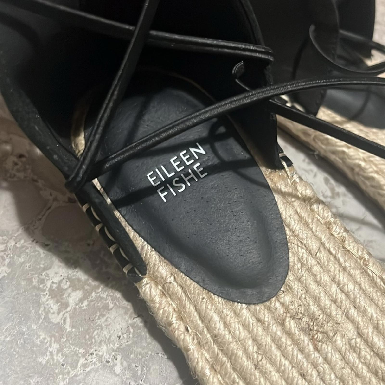 Eileen Fisher Lace-Up Espadrille Black Sandals, Size 11 EXCELLENT! $160