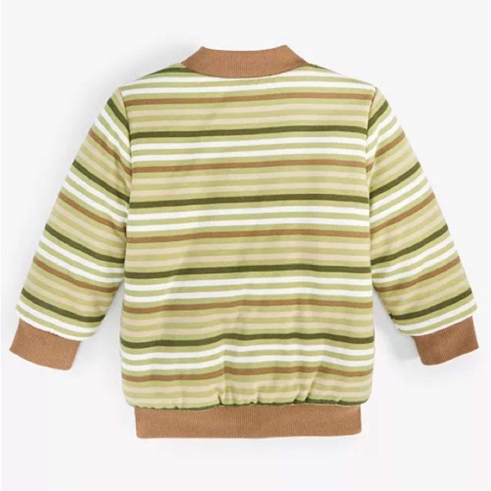 First Impressions Baby Boys Reversible Faux-Sherpa Striped Jacket, Size 0-3M NWT