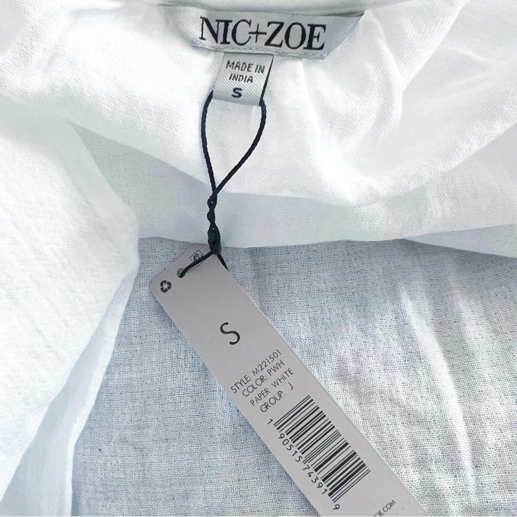 Nic+Zoe Double Gauze Open Front Sweater in White, Size S New w/Tag Retail $158