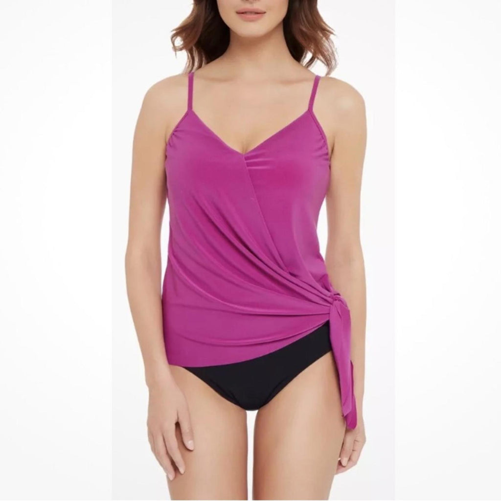 Magicsuit Winnie Asymmetric-Hem Tankini Top, Hibiscus Pink, Size 16 NWT