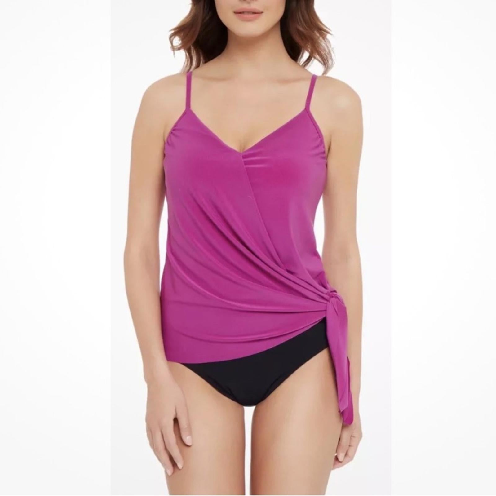 Magicsuit Winnie Asymmetric-Hem Tankini Top, Hibiscus Pink, Size 16 NWT