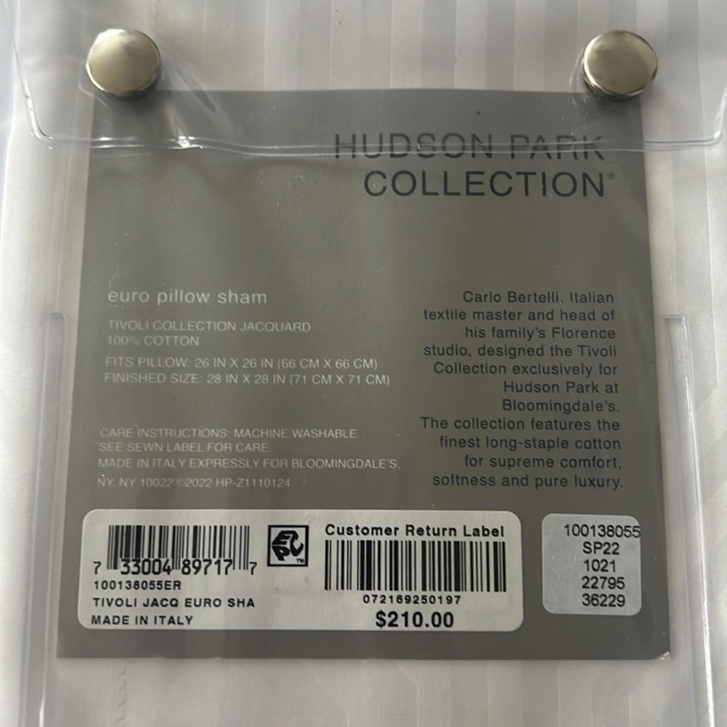 Hudson Park Collection Italian Tivoli Jacquard Euro Sham in White, Made in Italy