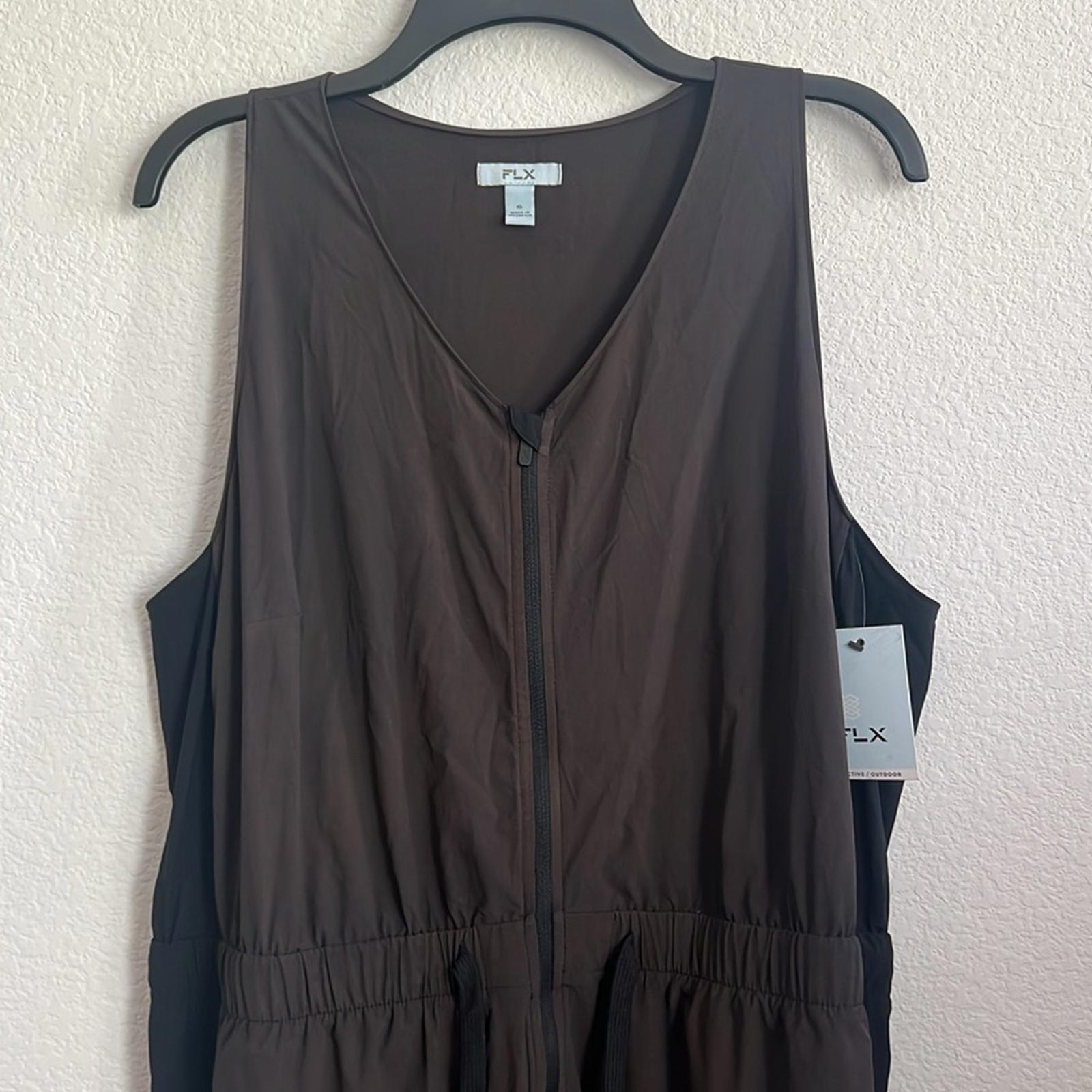 FLX Active Brown Sleeveless Woven Jumpsuit, Size XL, New with Tag