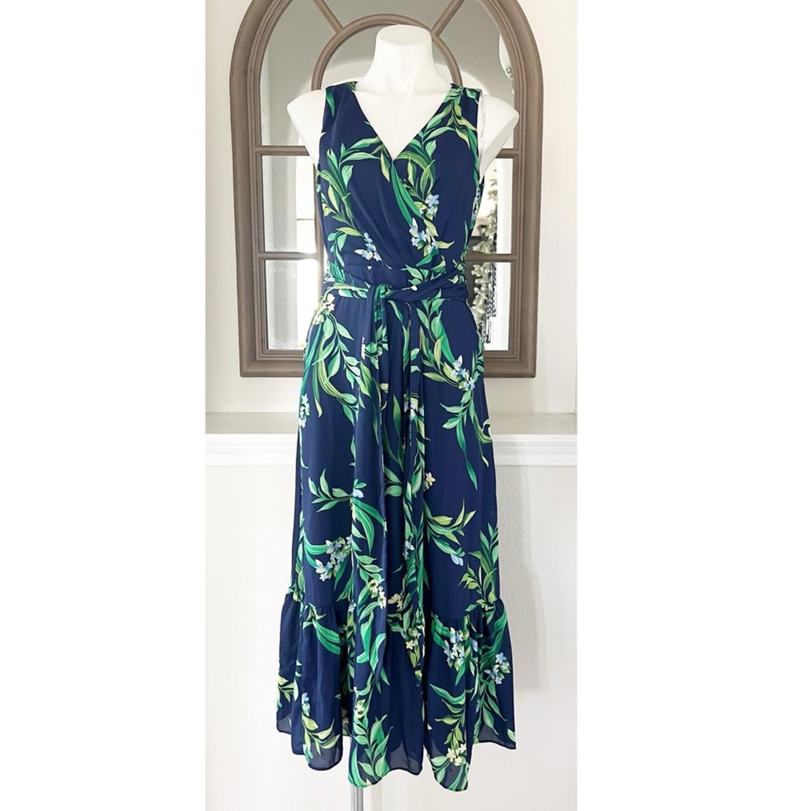 Tommy Bahama Floral Glow Sleeveless Maxi Dress in Island Navy, Size S New 4 NEW