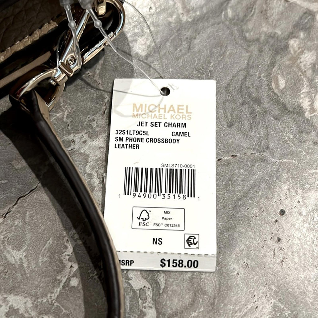 Michael Kors Jet Set Charm Small Phone Crossbody in Camel, New w/Tag