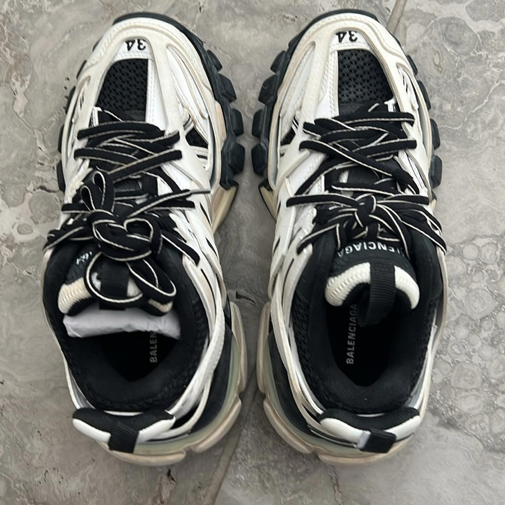 Balenciaga Track Sneakers, White/Black +Extra Shoe Laces Size EU34 US4 EXCELLENT