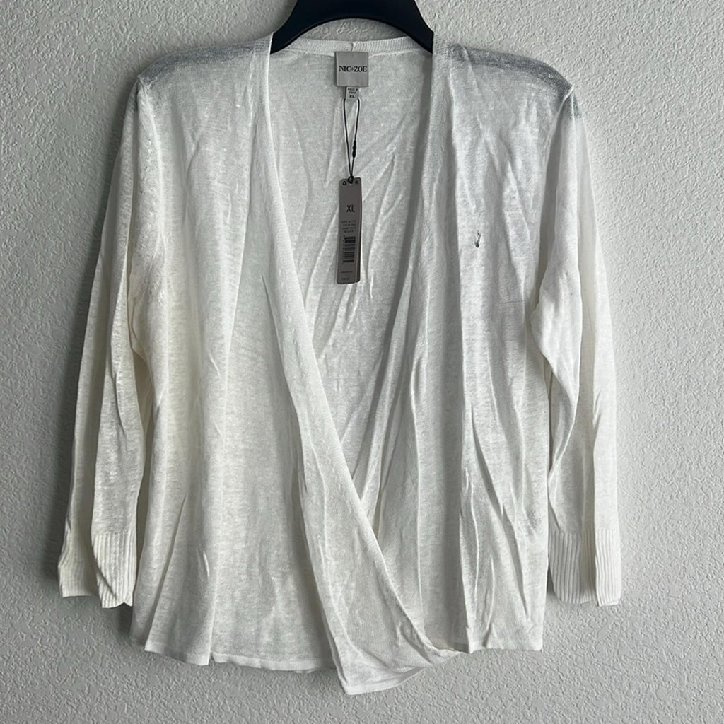 NIC+ZOE Lightweight Four-Way Cardigan in Paper White, NWT, Size XL