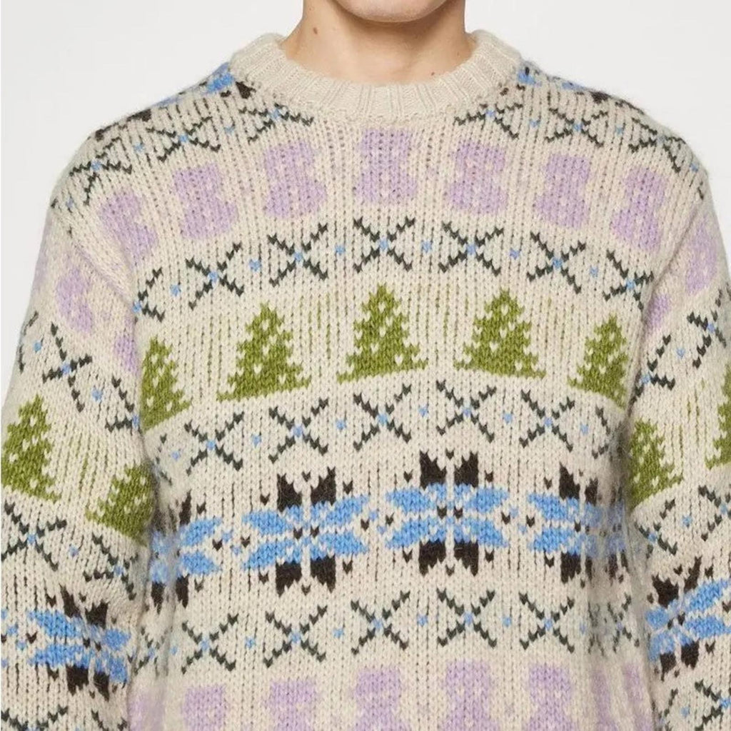 NN07 Stein Wool-Alpaca Blend Crewneck Sweater in Ecru Multi Size XL NWT $370