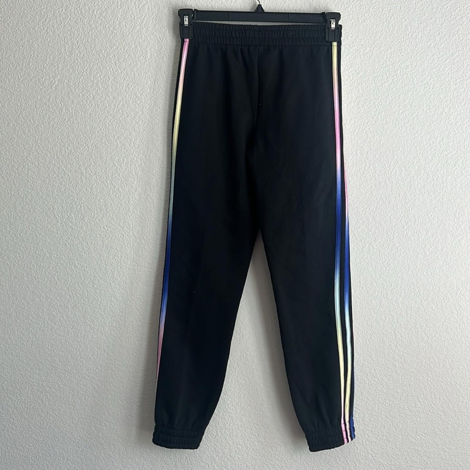 Adidas Girls' Fleece Jogger in Black with Multicolor Stripes, NWT, Size L/14