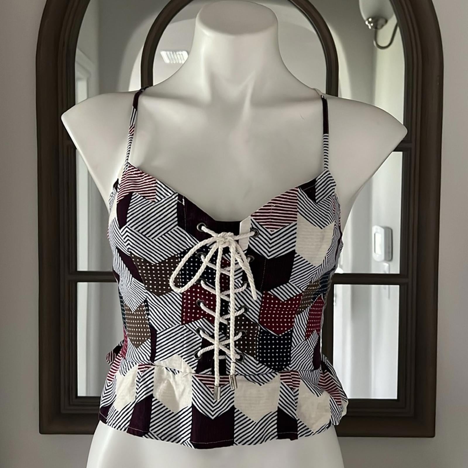 Free People Smock Back Lace-Up Front Peplum Top, Size M EXCELLENT! Retail $78