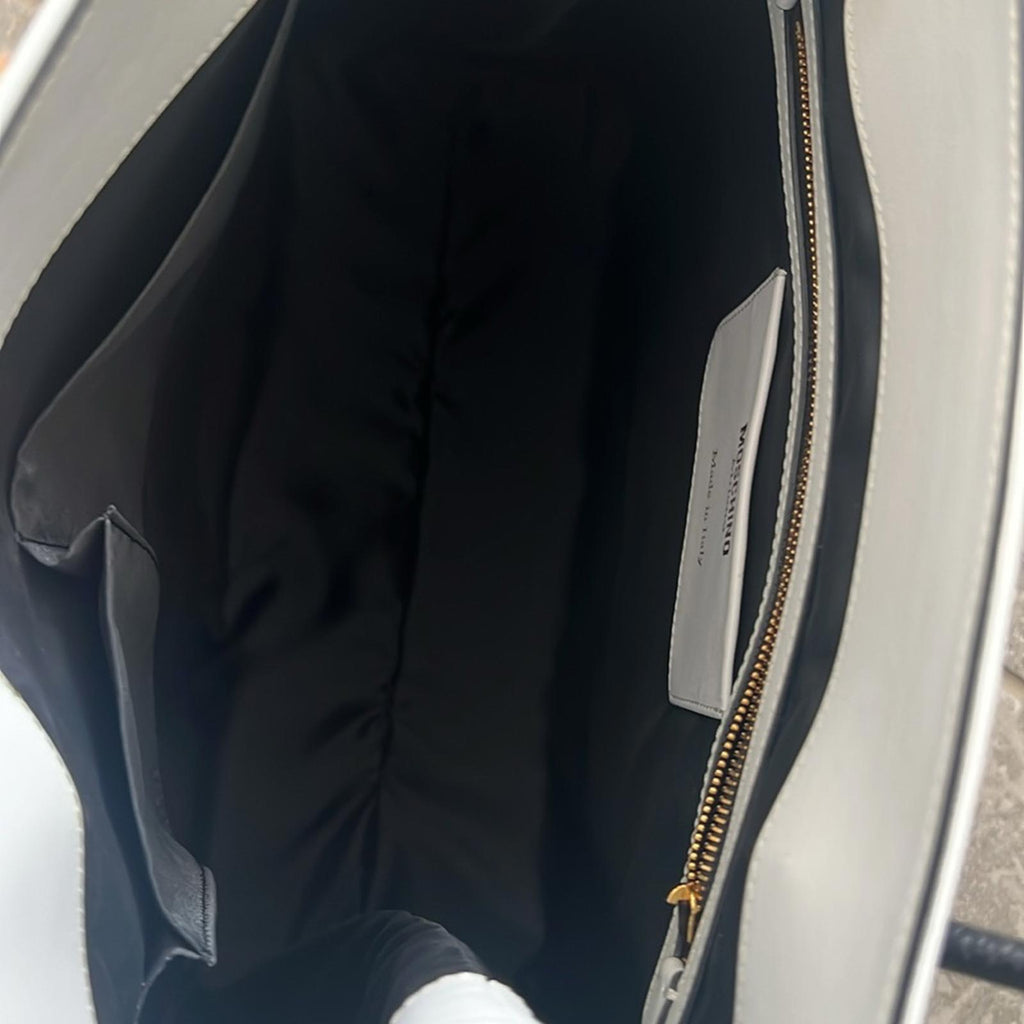 Moschino “100% PURE MOSCHINO” White Leather Shoulder Bag, New with Tag