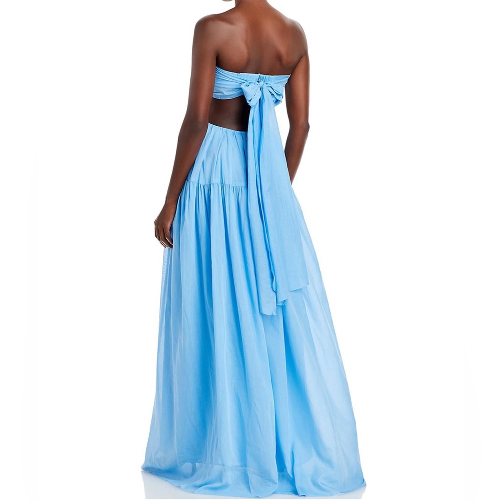 Rebecca Taylor Wrap Back Maxi Dress in Azul Blue, NWT, Size 16, Retail $525