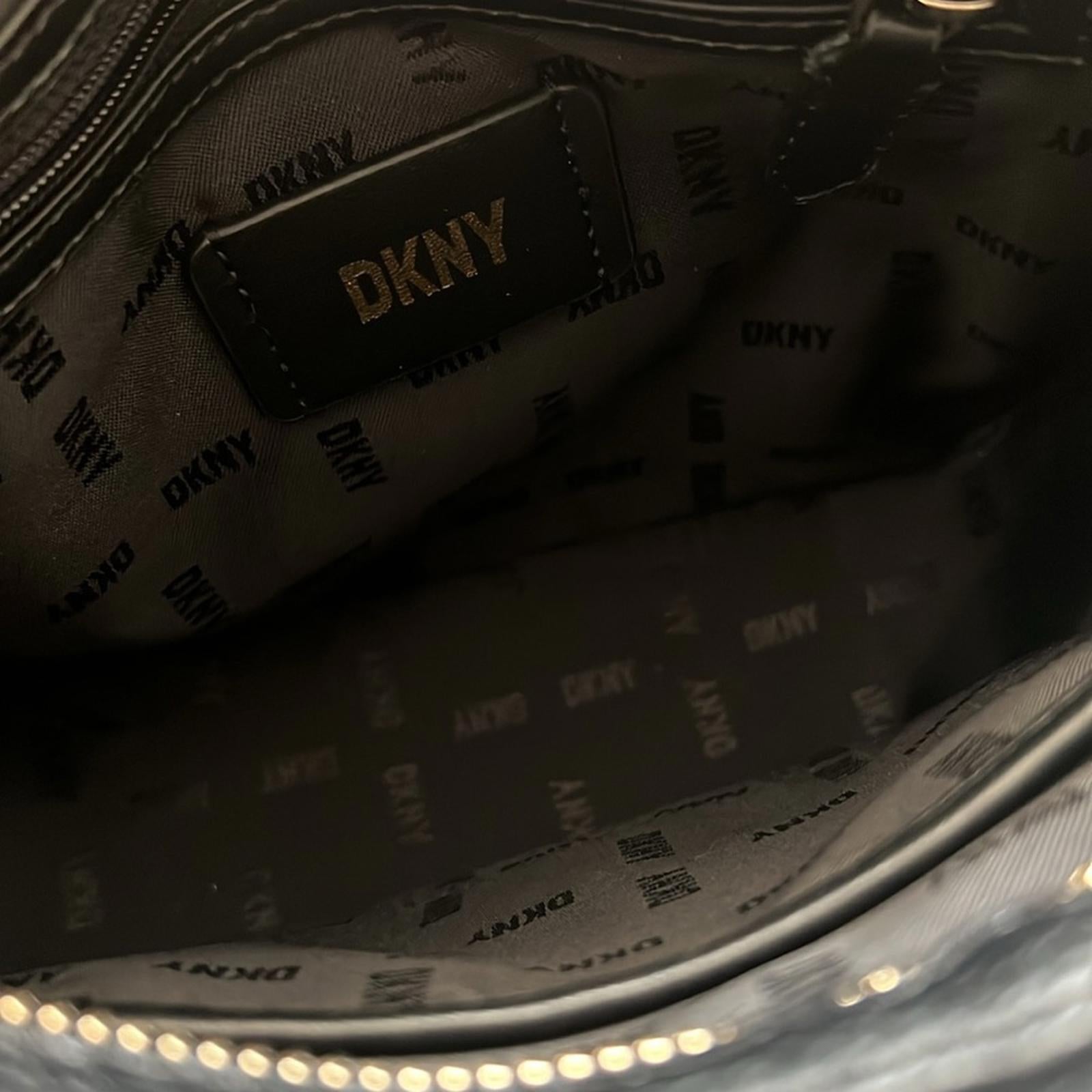 DKNY Penelope Small Flap Crossbody in Black/Gold, Retail $168