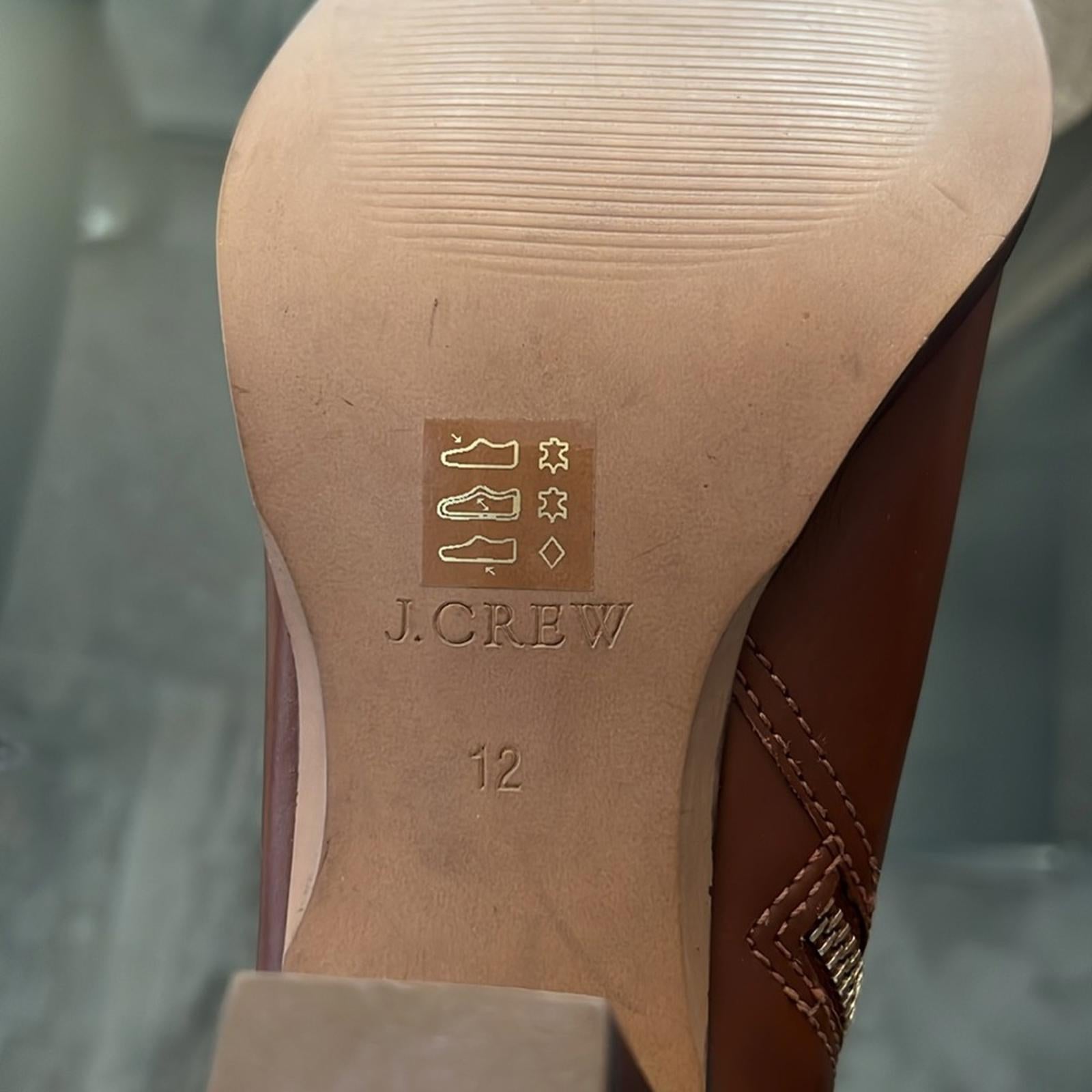 NEW J. Crew Brown Leather Ankle Boots, Size 12 New w/o Box