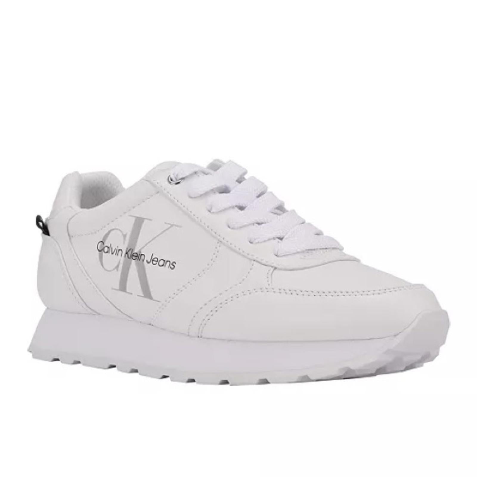 Calvin Klein Jeans Cayle Logo Casual Lace-Up Sneakers White Size 6.5M Retail $89