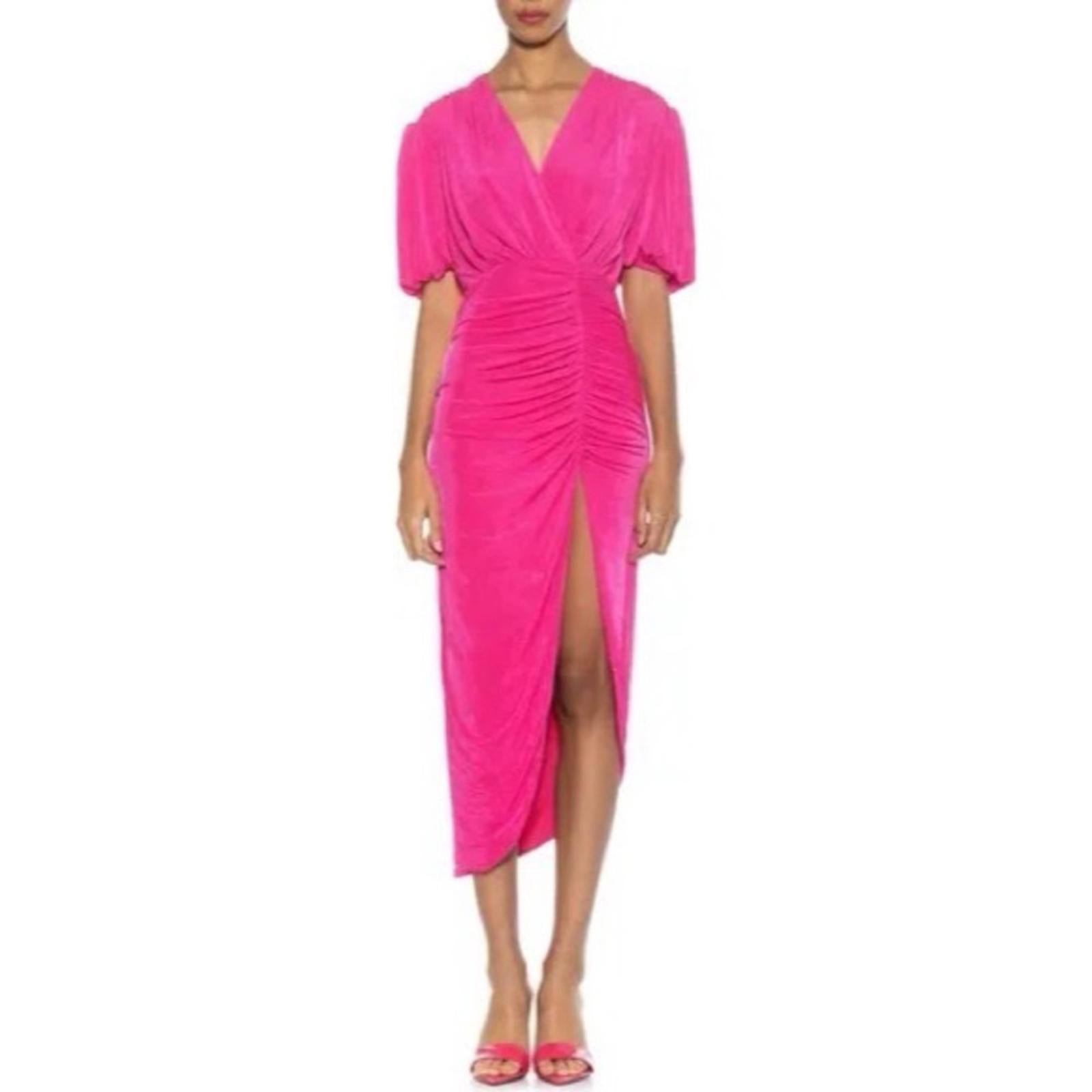 Alexia Admor Fern Puff Sleeve Ruched Drape Sheath Dress in Pink, Size XL NWT