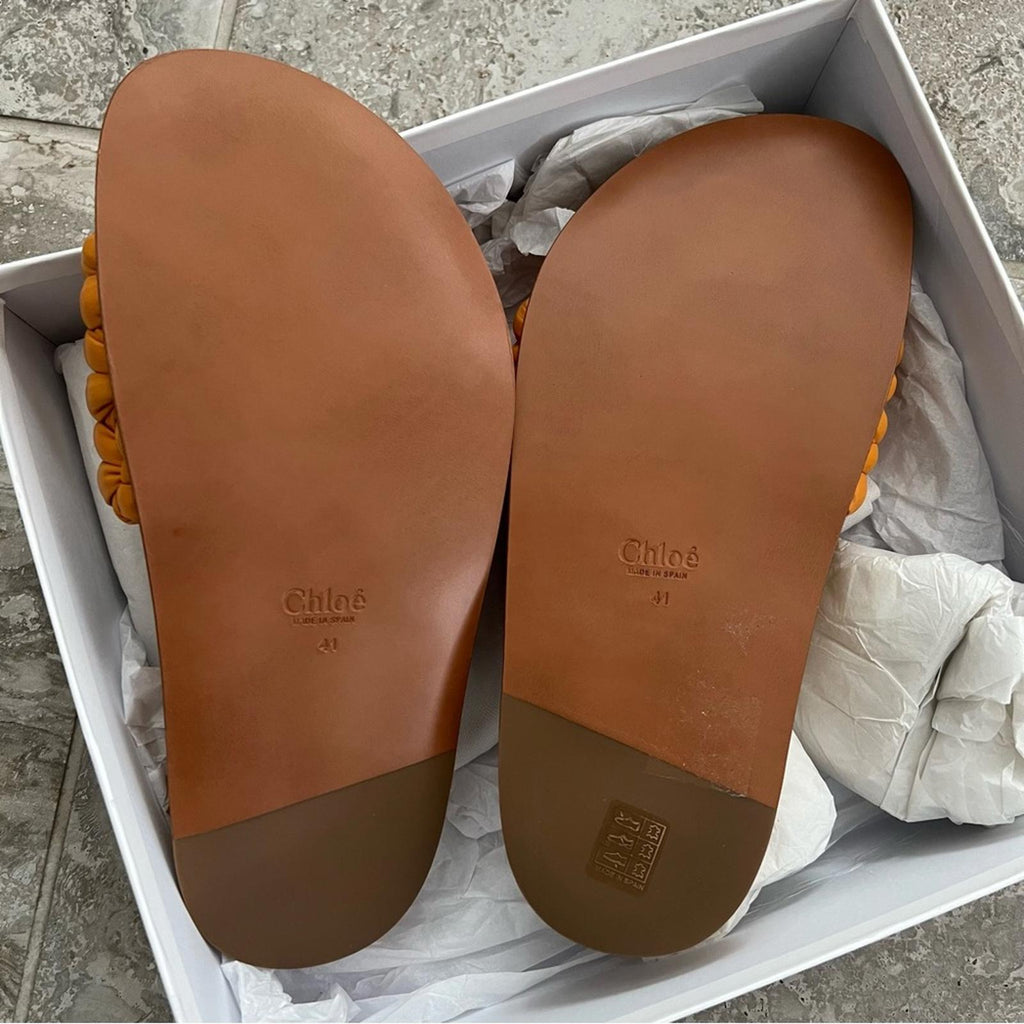 Chloé Kacey Flat Footbed Braided Leather Slides, NWT, Size 41 W Comes w/Dust Bag