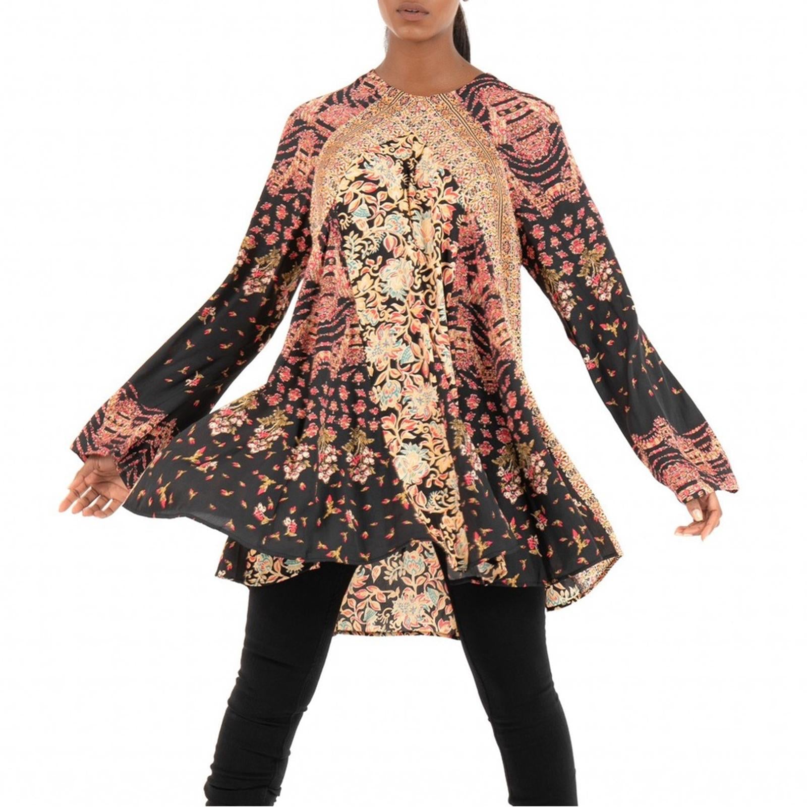 NEW Free People Stevie Printed Tunic-Black, Size XS New w/Tag Retail $128