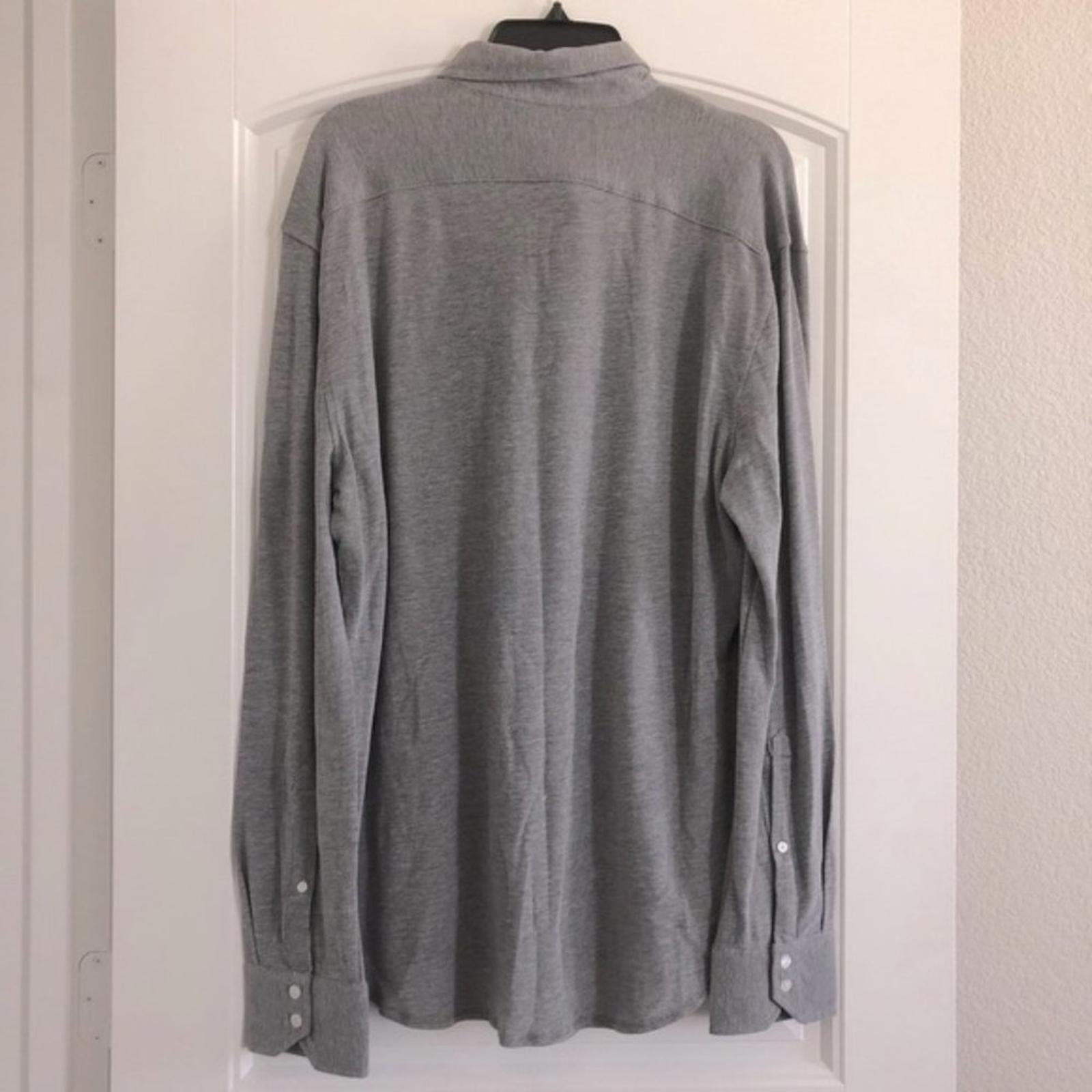 Thomas Dean Textured Button Down Shirt in Grey, Size XXL New w/Tag $125