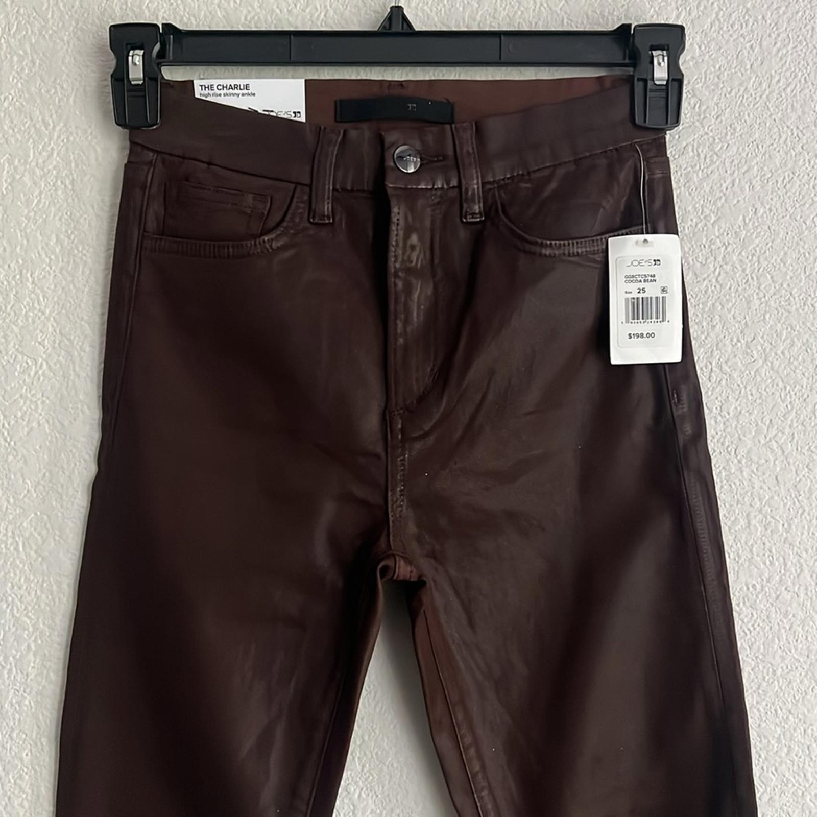 Joe’s The Charlie Coated Ankle Skinny Jeans in Cocoa Bean, NWT, Size 25