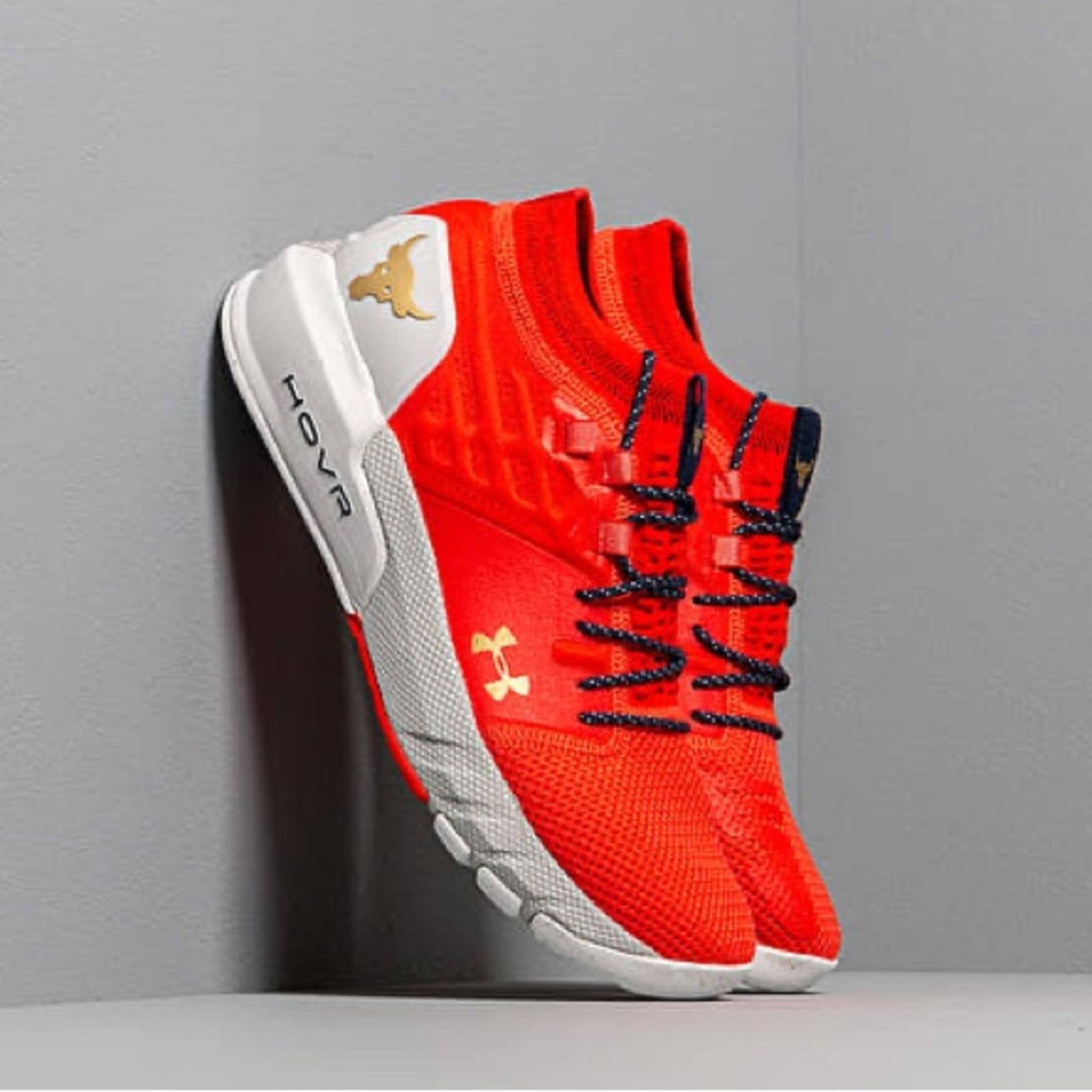 Under Armour Project Rock 2 Blood Orange / Grey Sneakers Size US 6.5 EXCELLENT!