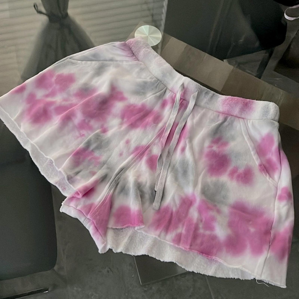 NEW Free People Kelly Fleece Lined Tie-Dye Jersey Shorts in Pink Size M